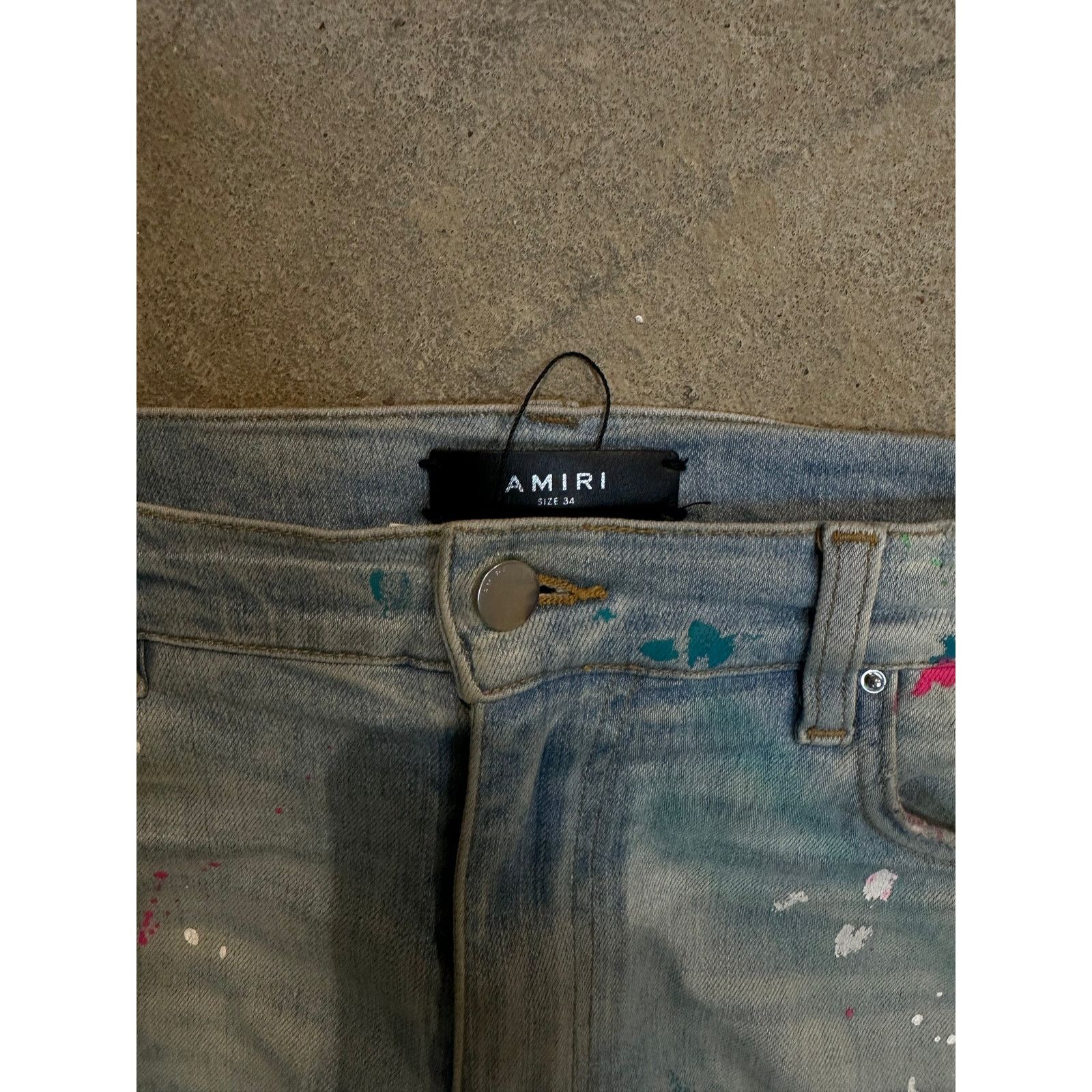Amiri Amiri Jeans Light Wash South Beach Splatter Used 34 Size US 34 / EU 50 - 2 Thumbnail