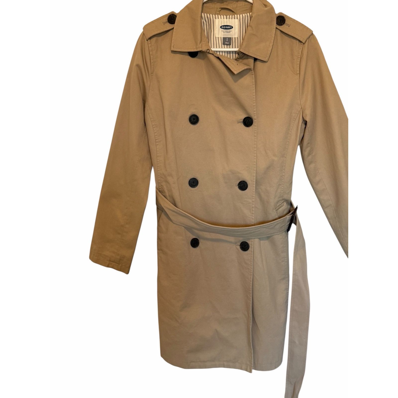 Old Navy Old Navy Tan Long Sleeve Button Water-Resistant Trench Coat Size S / US 4 / IT 40 - 4 Thumbnail