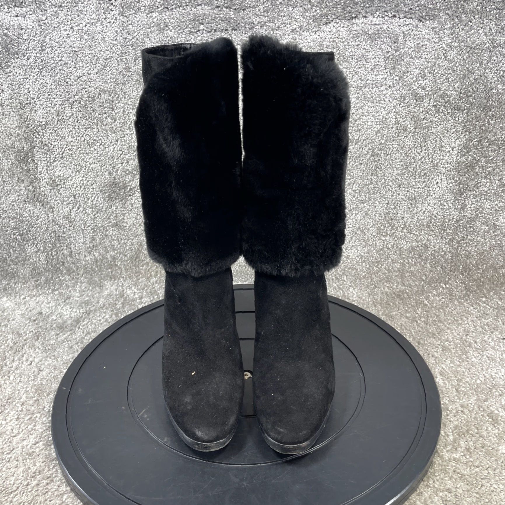 Loro Piana VINTAGE Loro Piana Women's Booties Size 8 US Black Suede Fur Block Heel Ankle Casual Size US 8 / IT 38 - 4 Thumbnail