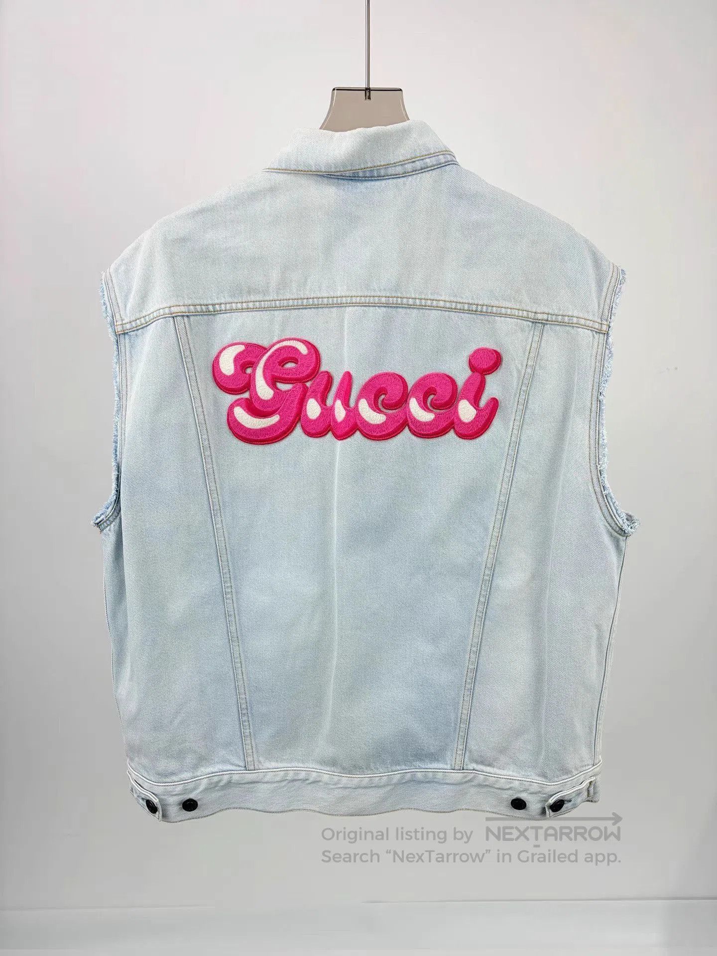 Gucci Blue Denim Vest with Embroidered Back Detail. Size US M / EU 48-50 / 2 - 1 Thumbnail
