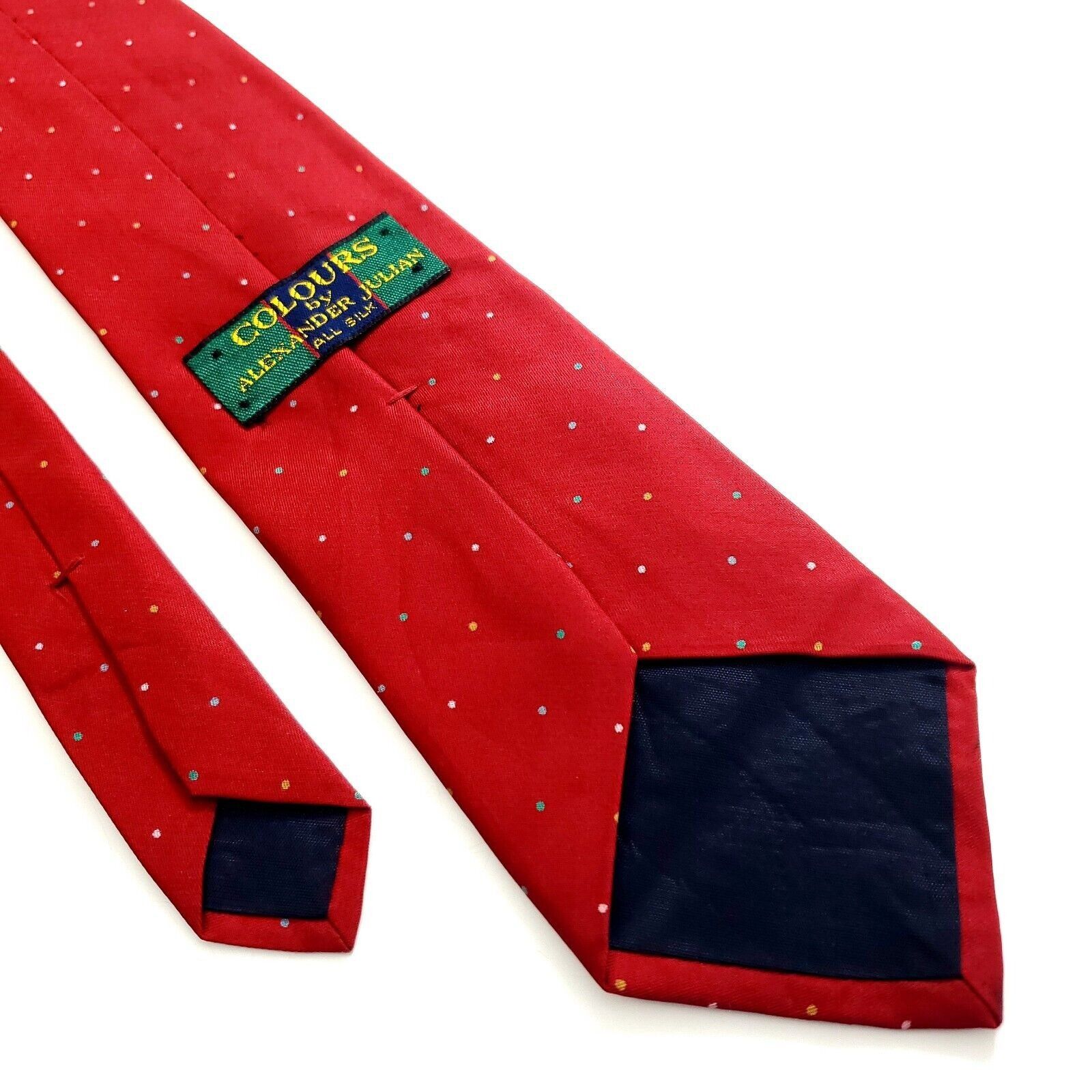 Alexander Julian Alexander Julian Colours Red Print Short Polka Dot Silk Tie Size ONE SIZE - 4 Thumbnail
