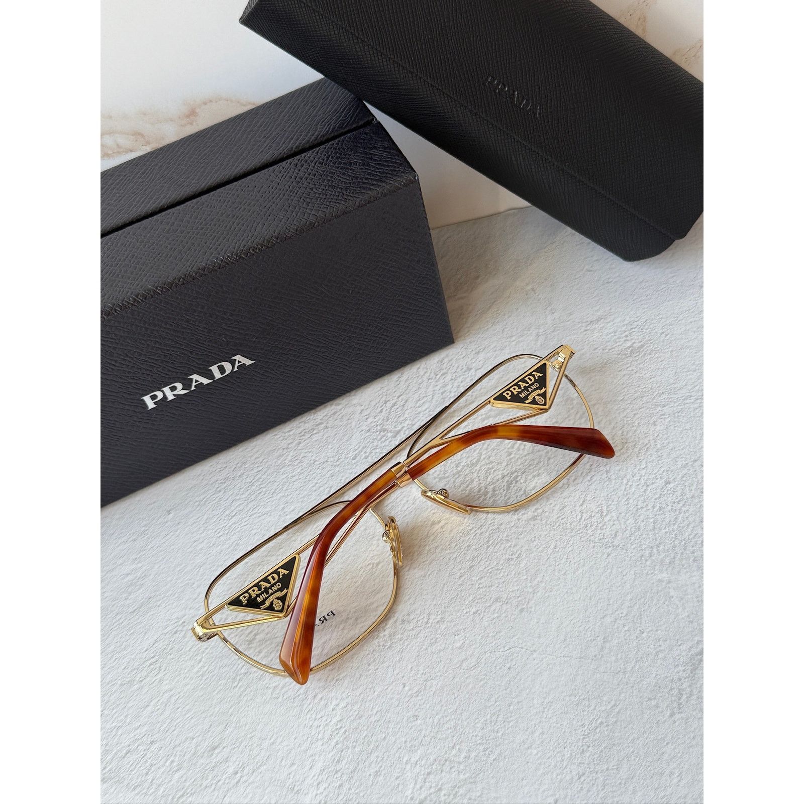 Prada NEW Prada PR B50V Gold Pilot Aviator Eyeglasses Frames Size ONE SIZE - 3 Thumbnail