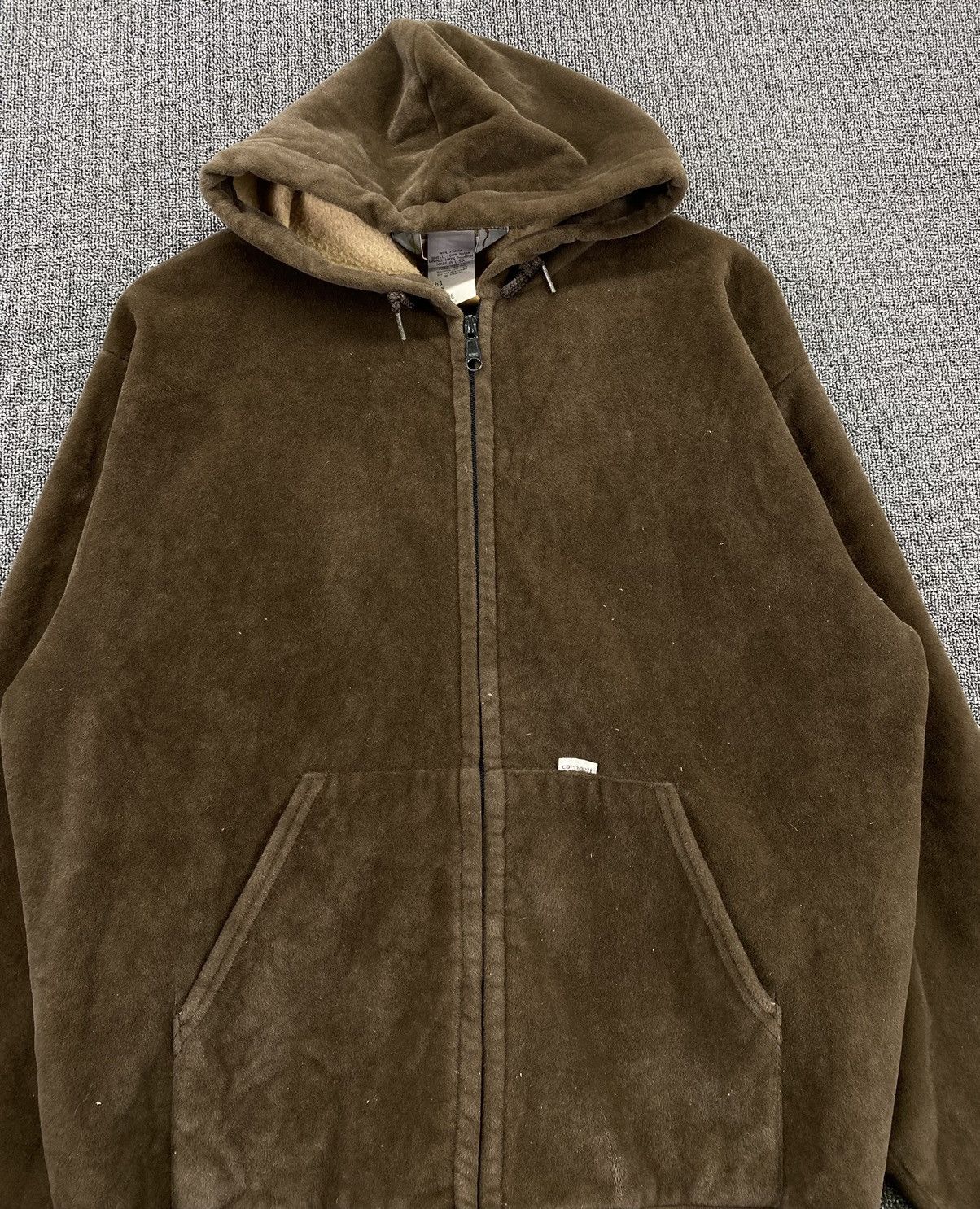 Carhartt Vintage 1990s Carhartt Fleece Faux Fur Zip Up Hoodie Jacket Size US L / EU 52-54 / 3 - 5 Thumbnail