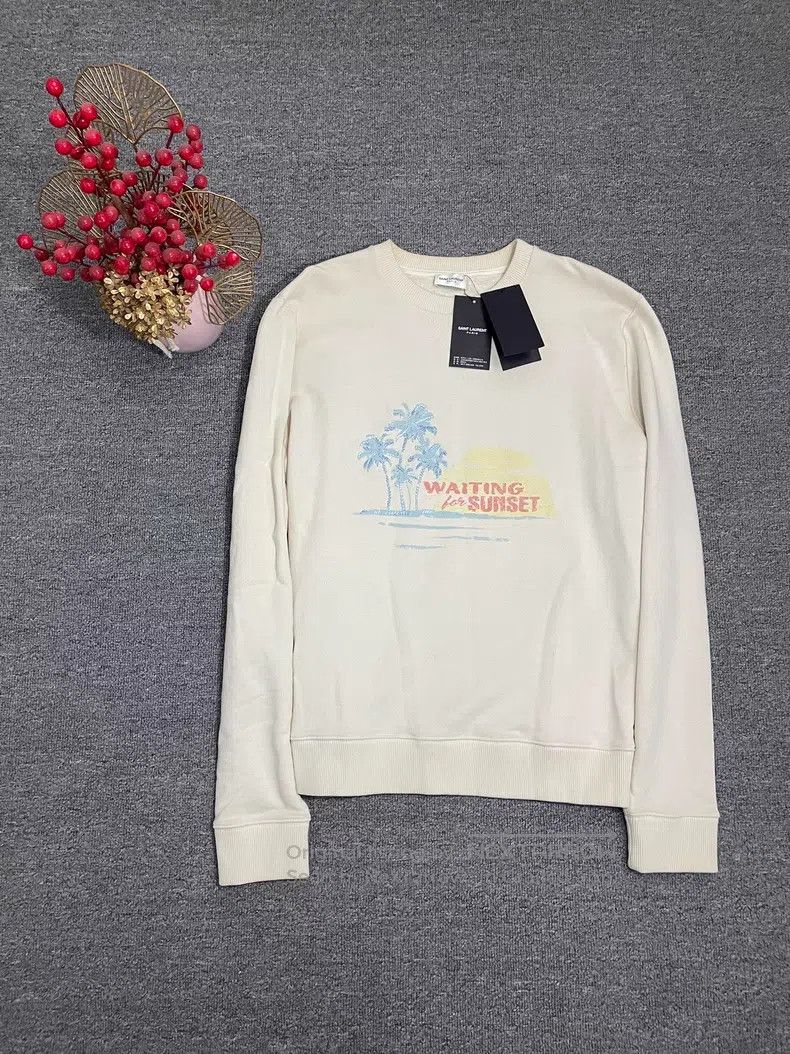 Saint Laurent Paris Saint Laurent Paris Off-White Round Neck Palm Tree Hoodie Size US M / EU 48-50 / 2 - 1 Thumbnail