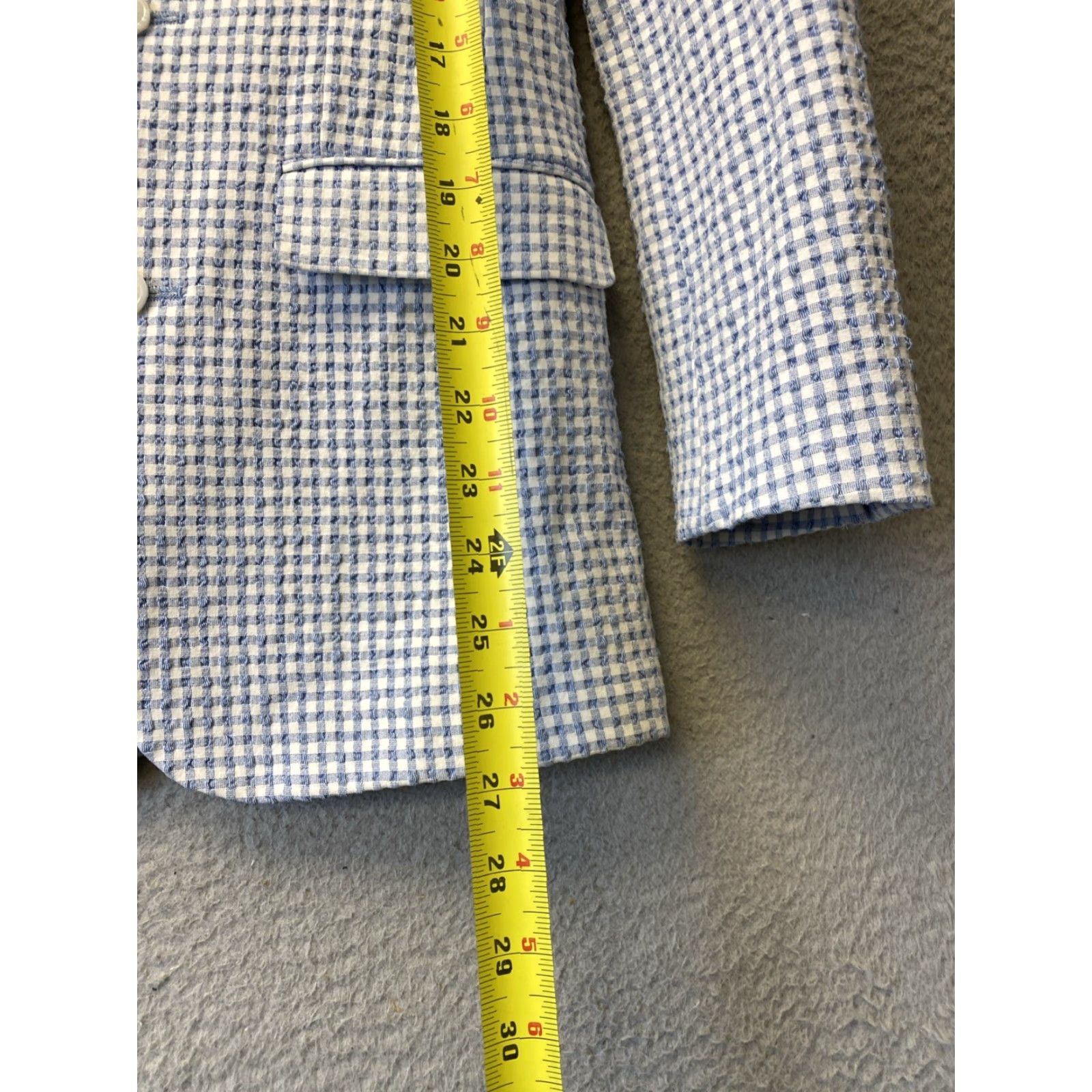 Asos VINTAGE ASOS Men’s Sport Coat Jacket Blazer Casual Formal Wedding Gingham Plaid Blue 34R Size 34R - 7 Thumbnail
