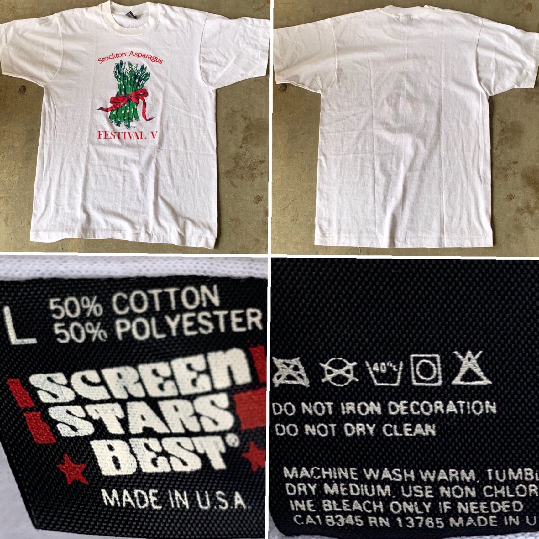 Vintage VINTAGE Stockton Asparagus Festival V T-Shirt L Made In USA White Size US L / EU 52-54 / 3 - 4 Thumbnail