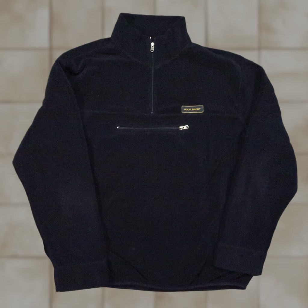 VINTAGE Polo Sport Jacket Mens 2XL Blue Fleece Quarter Zip