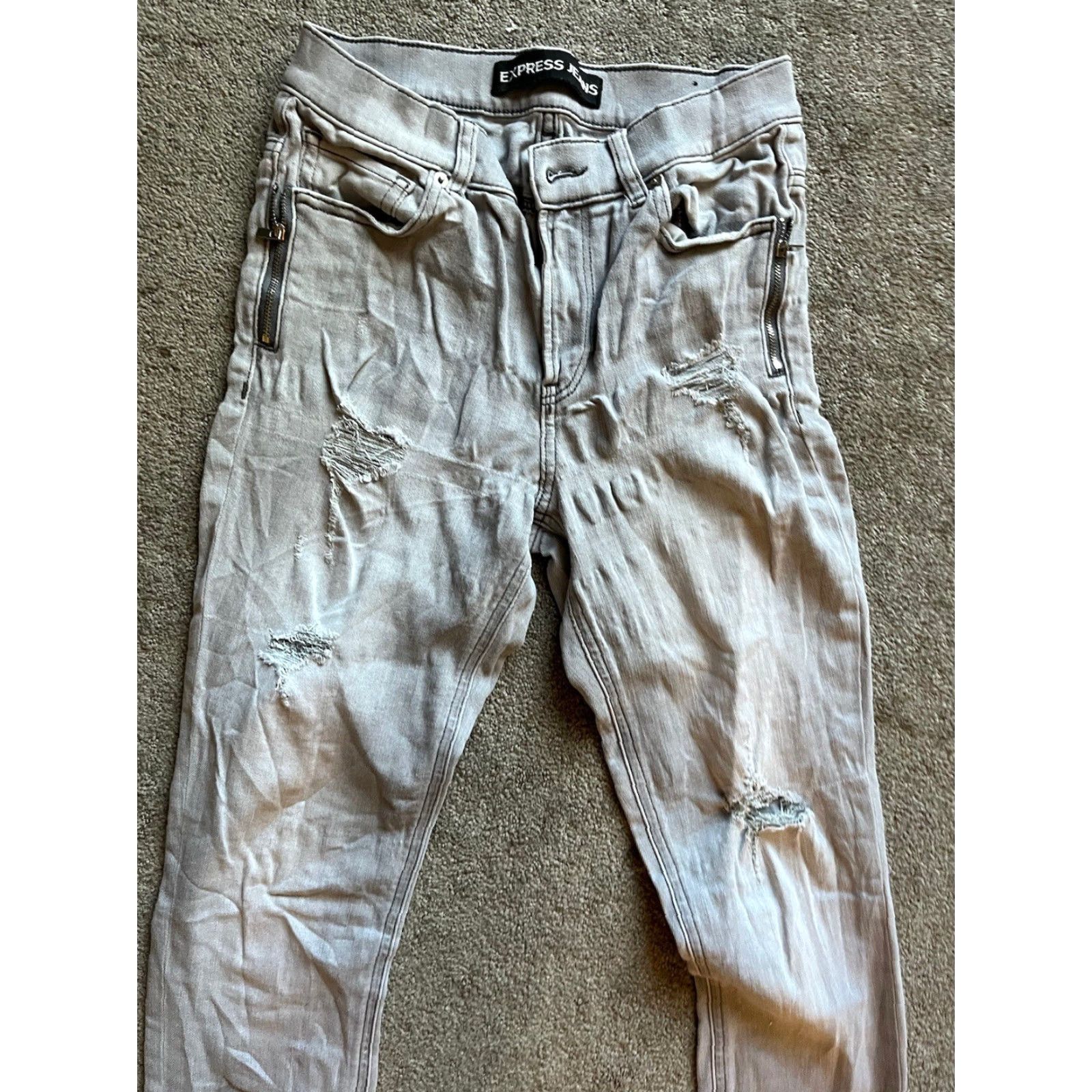 Express EXPRESS Jeans Women 4 Regular Gray High Rise Skinny Stretch Denim Ultimate Skinny Grunge Size 27" / US 4 / IT 40 - 2 Thumbnail