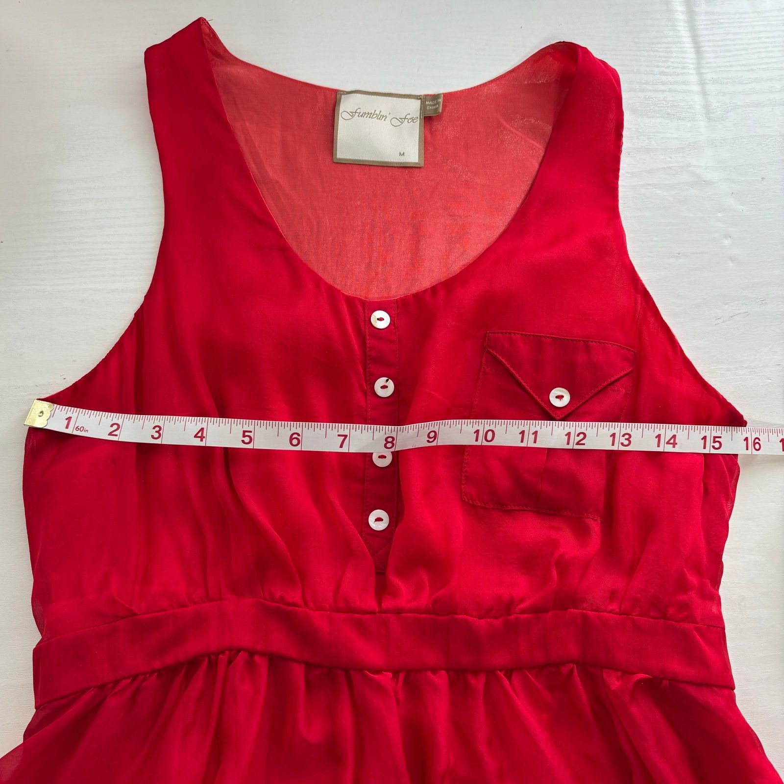 Other Fumblin' Fee Red Silk Peplum Sleeveless Top Button Front Size M / US 6-8 / IT 42-44 - 4 Thumbnail