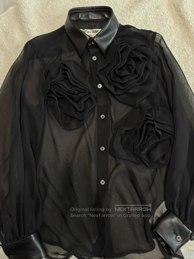Comme des Garcons Comme des Garcons Rose floral sheer shirt Size XS / US 0-2 / IT 36-38 - 1 Thumbnail
