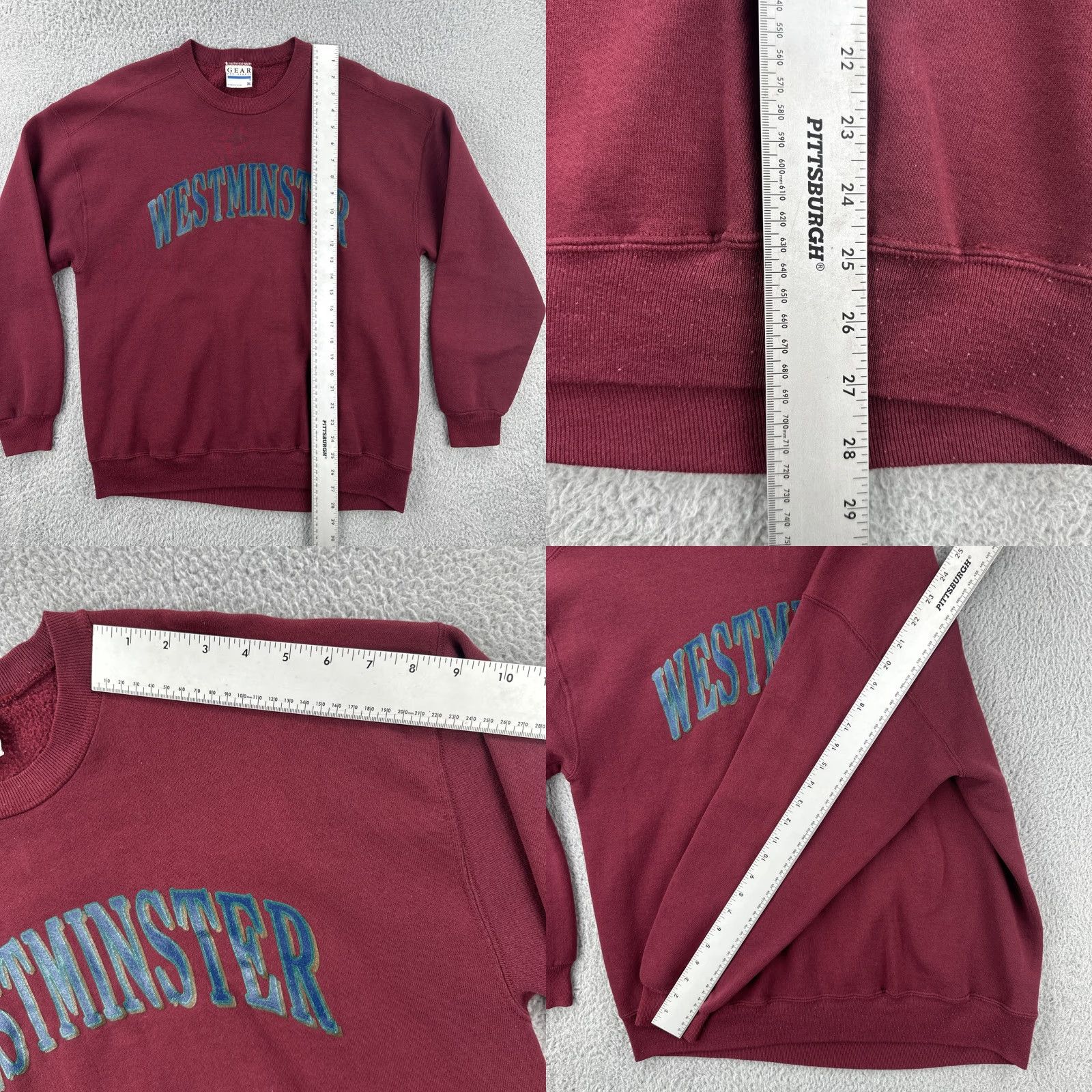 Vintage VINTAGE Gear For Sports Mens L Crewneck Sweatshirt Red Westminster College Sports Maroon/Cotton Pullover Size US L / EU 52-54 / 3 - 8 Thumbnail