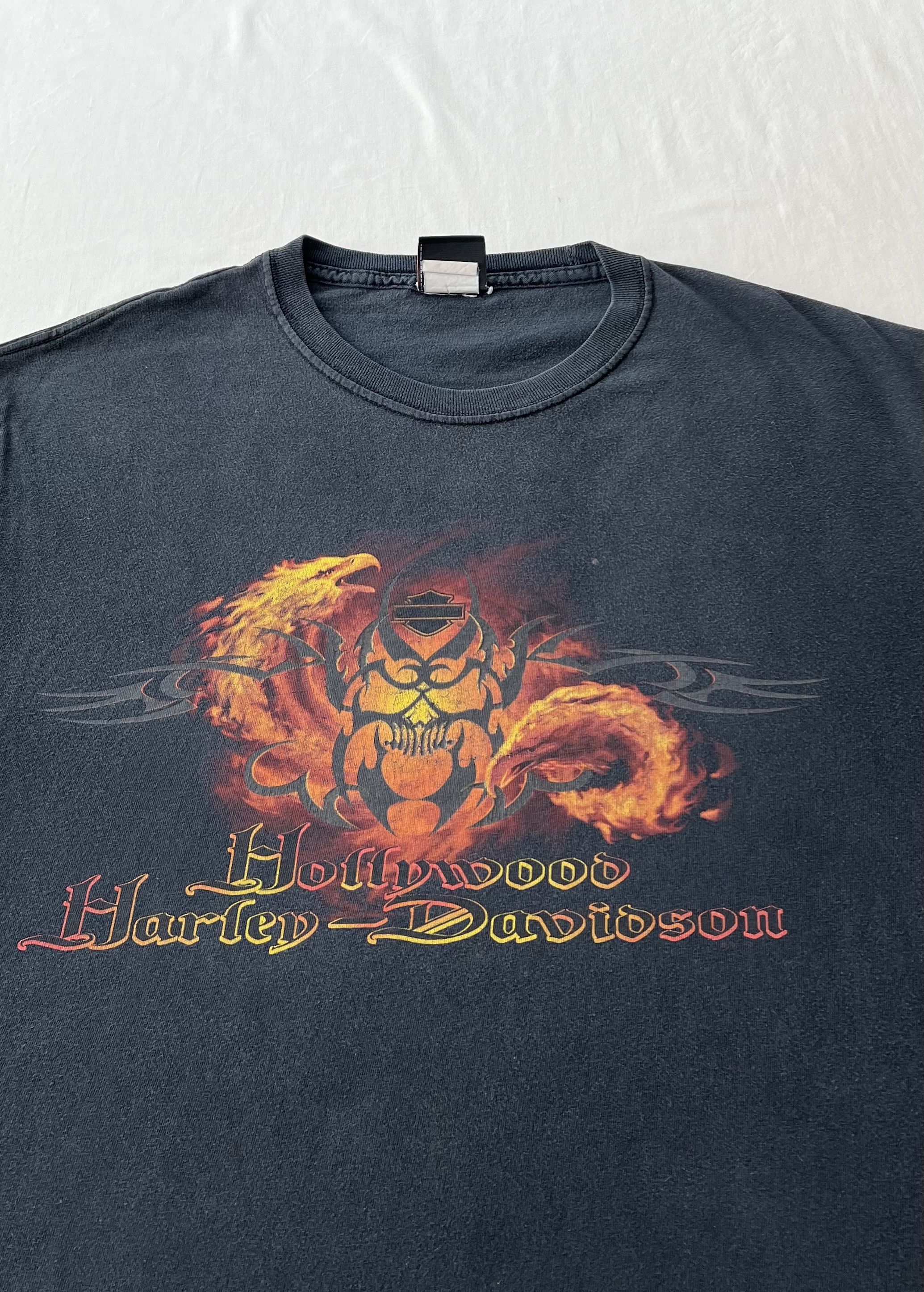 Harley Davidson Vintage 2000s Harley Davidson Eagle Flame Fire Skull T-shirt Size US L / EU 52-54 / 3 - 3 Thumbnail