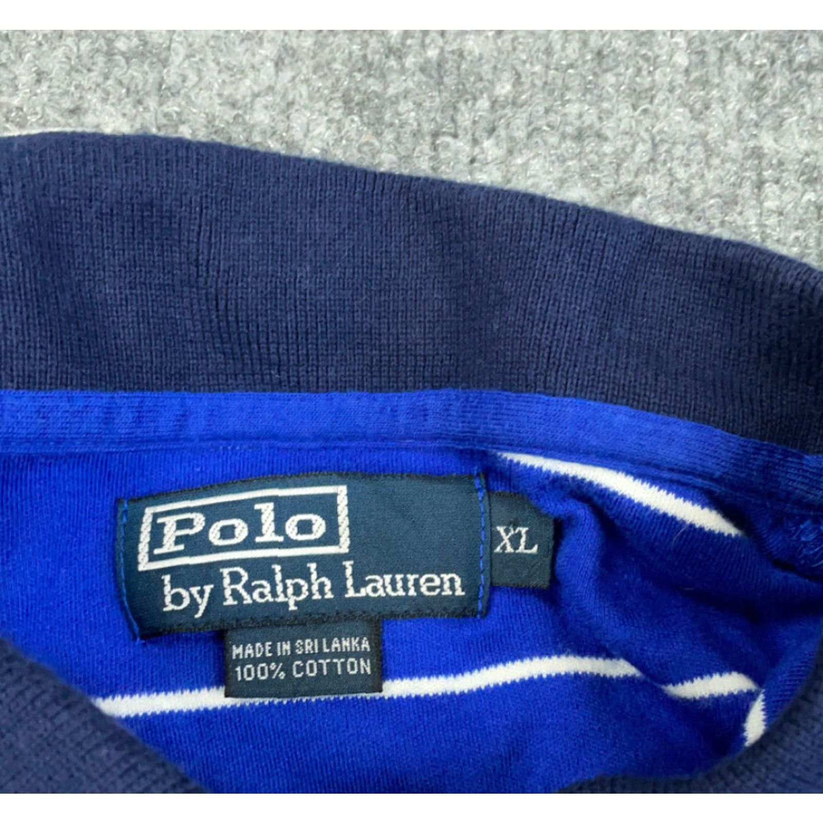 Polo Ralph Lauren Polo Ralph Lauren Blue White Striped Polo Shirt Adult XL Embroidered Crest Casual 90s Mens Size US XL / EU 56 / 4 - 4 Thumbnail