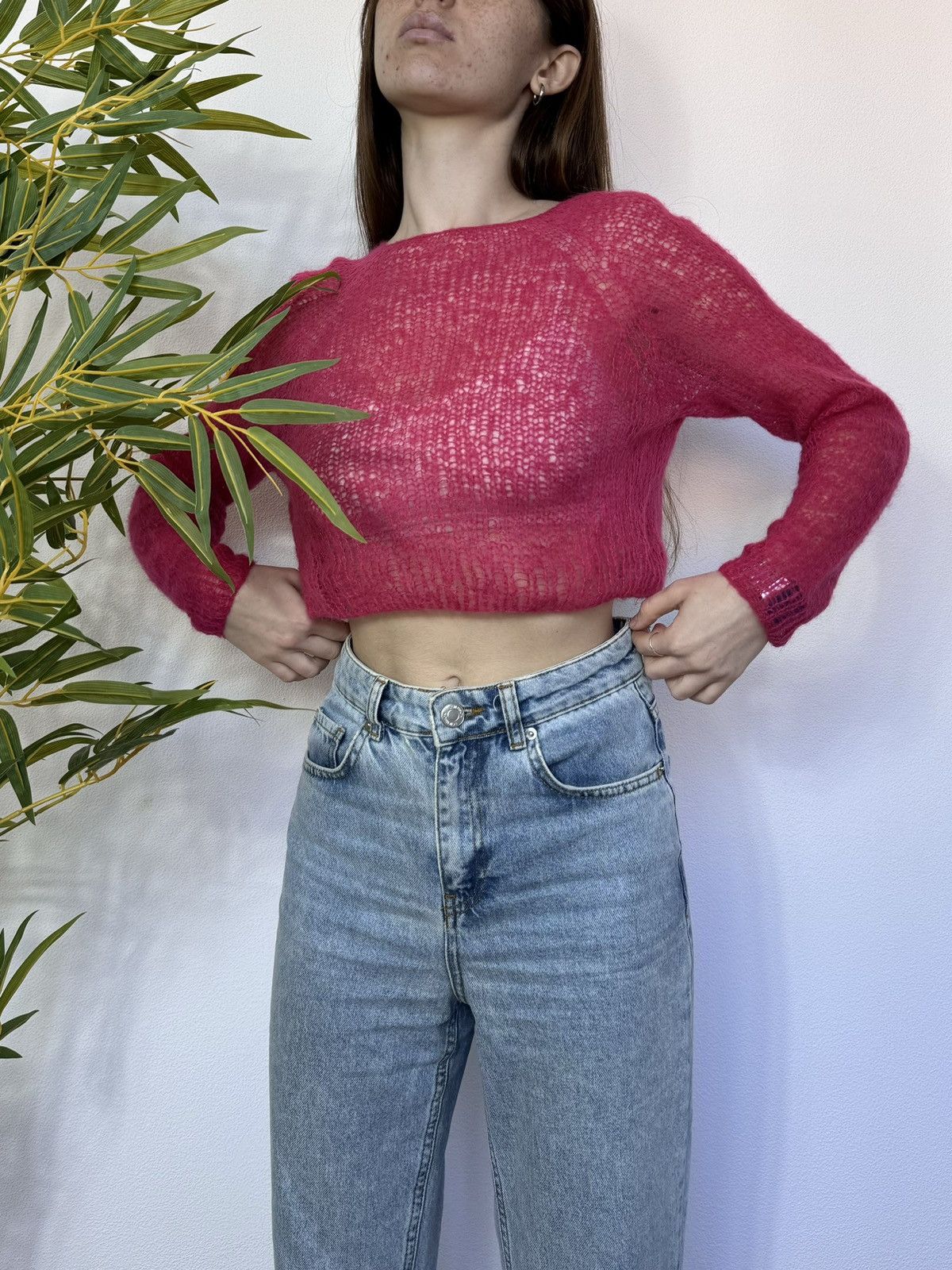Japanese Brand 2000s MESH KNITTED LONG SLEEVE Size XS / US 0-2 / IT 36-38 - 1 Thumbnail