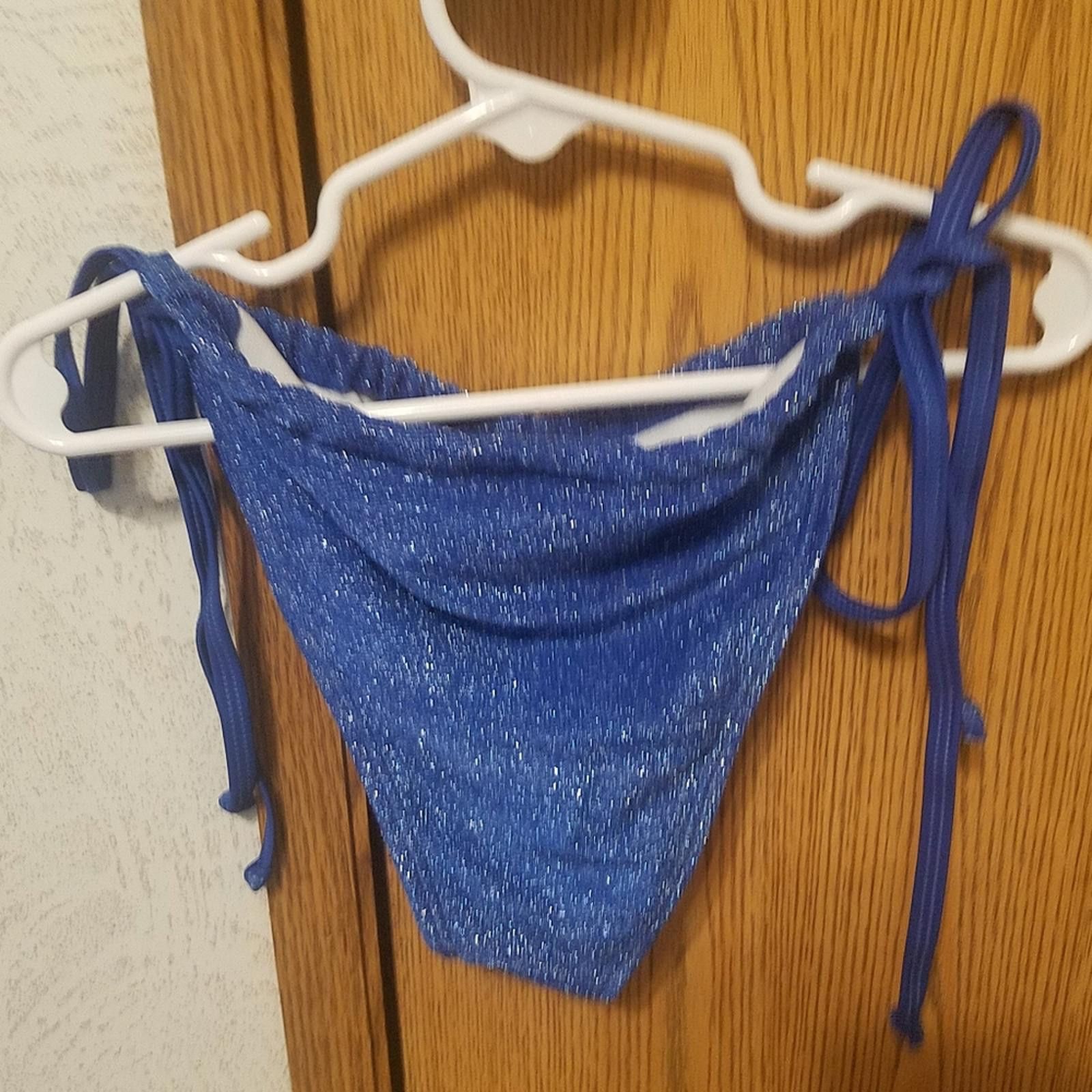 Designer NWT Prettylittlething Blue Glitter Bikini Bottom Size 4 Size ONE SIZE - 2 Thumbnail