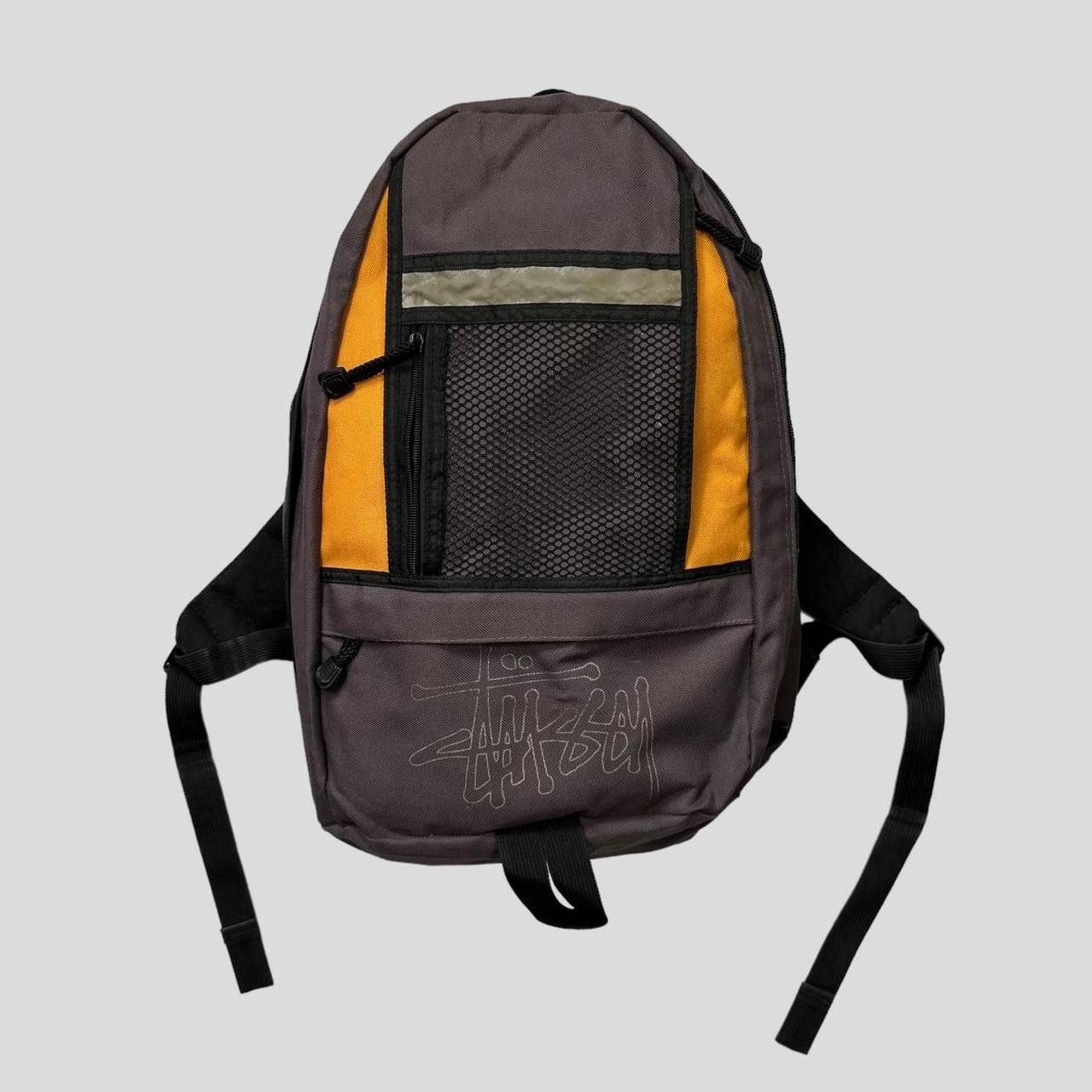 image of Stussy 90’S Spellout Multipocket Mesh Backpack in Grey, Men's