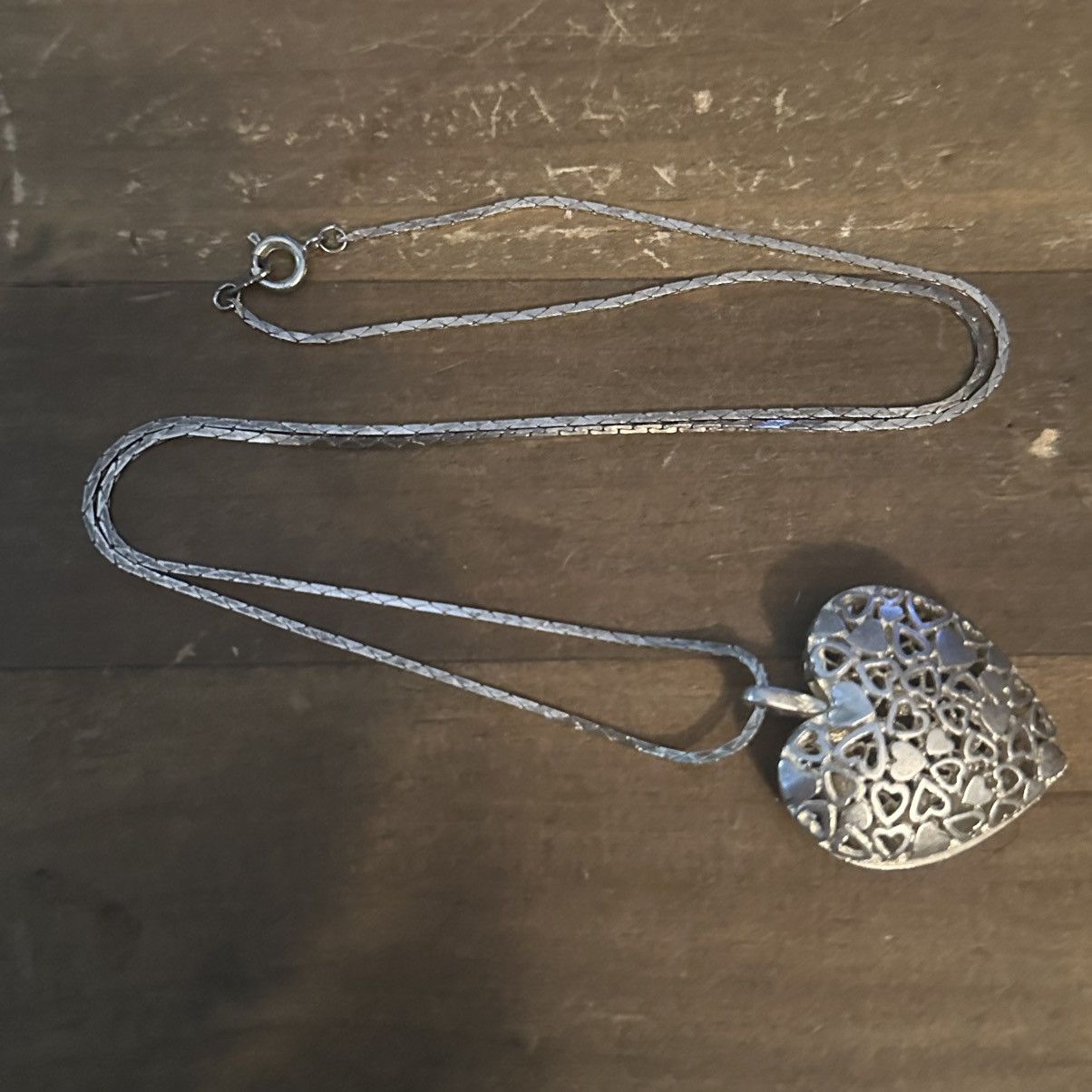 Vintage Vintage silver tone puffed filigree heart pendant necklace Size ONE SIZE - 2 Thumbnail