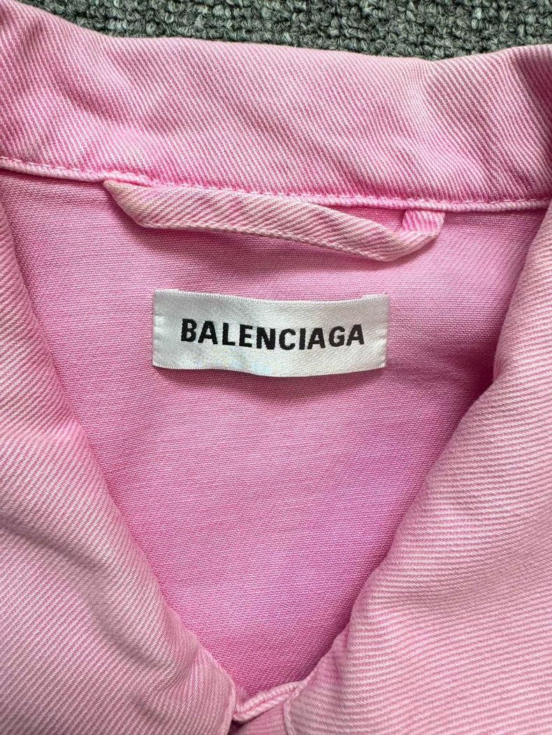 Balenciaga Balenciaga Pink embroidered monogrammed logo denim jacket 2 Size XXS / US 00 / IT 34 - 4 Thumbnail