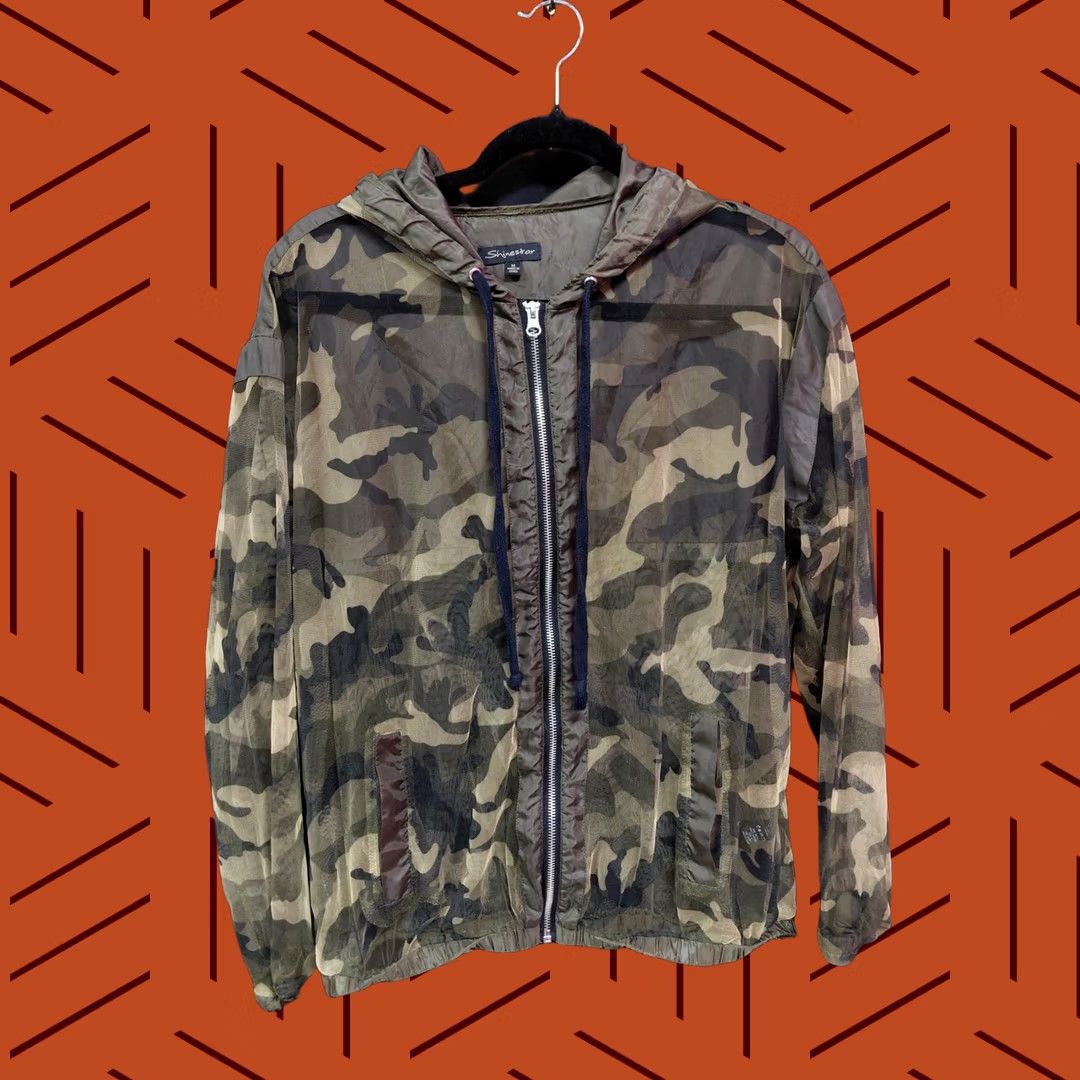 Vintage Shinestar Camouflage Hooded Jacket Mens M Polyester Zip Breathable Lightweight Pullover Camouflage Outdoor 90s? Size US M / EU 48-50 / 2 - 1 Thumbnail