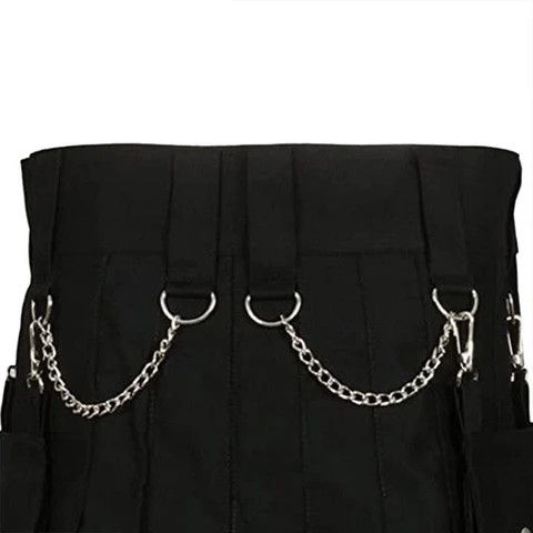 Handmade × Other Cargo Utility Fashion Kilt Black with Silver Chains Size US 32 / EU 48 - 4 Thumbnail