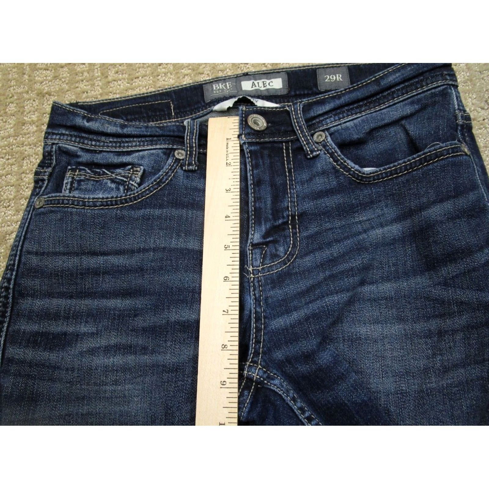Vintage BKE Alec Jeans Men 29 Blue Buckle Skinny Denim Dark Wash 5-Pocket Hipster Preppy 90s Style Mens Size US 29 - 6 Thumbnail