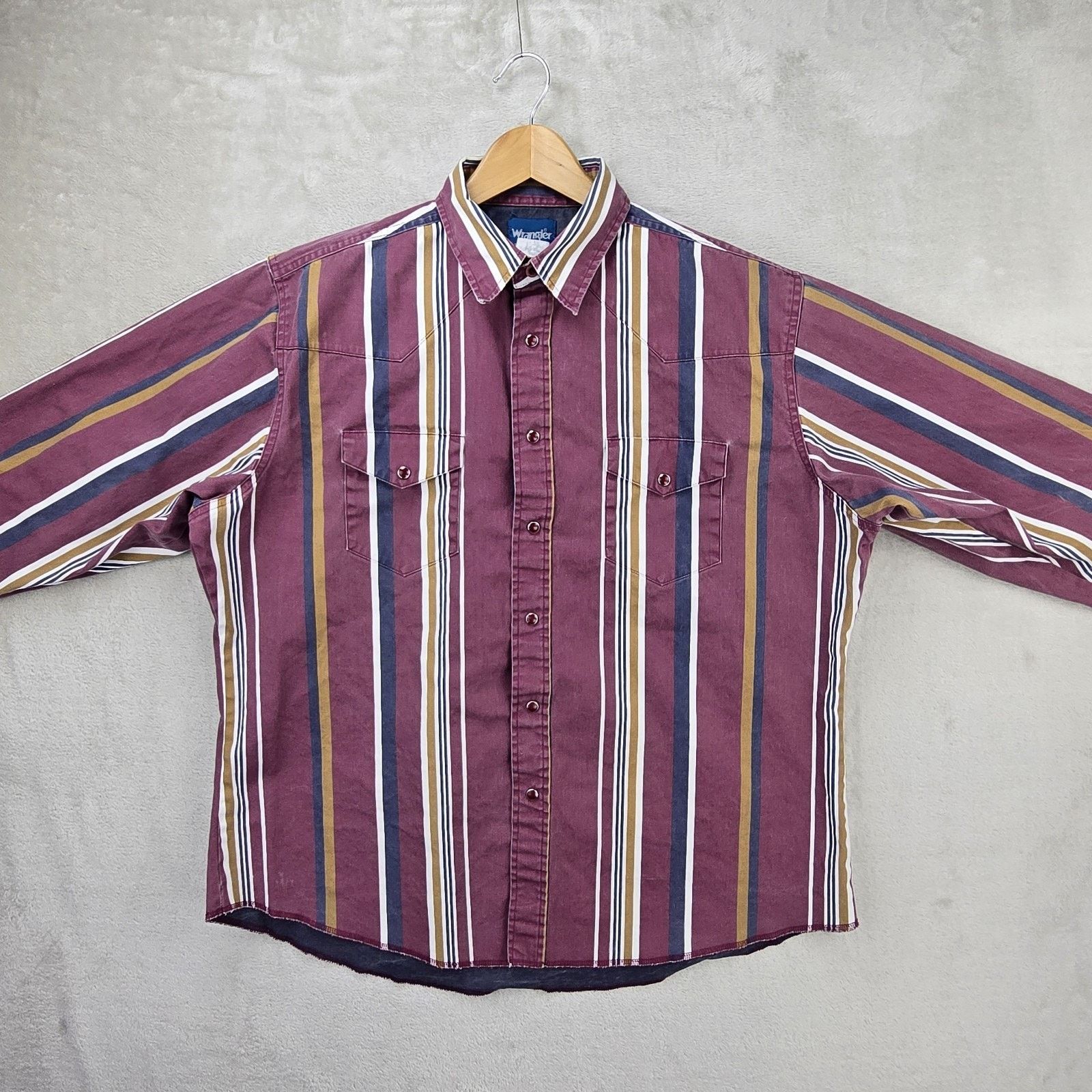 Wrangler Vintage Wrangler Brushpopper Shirt Men XL Stripe Pearl Snap Size US XL / EU 56 / 4 - 2 Thumbnail
