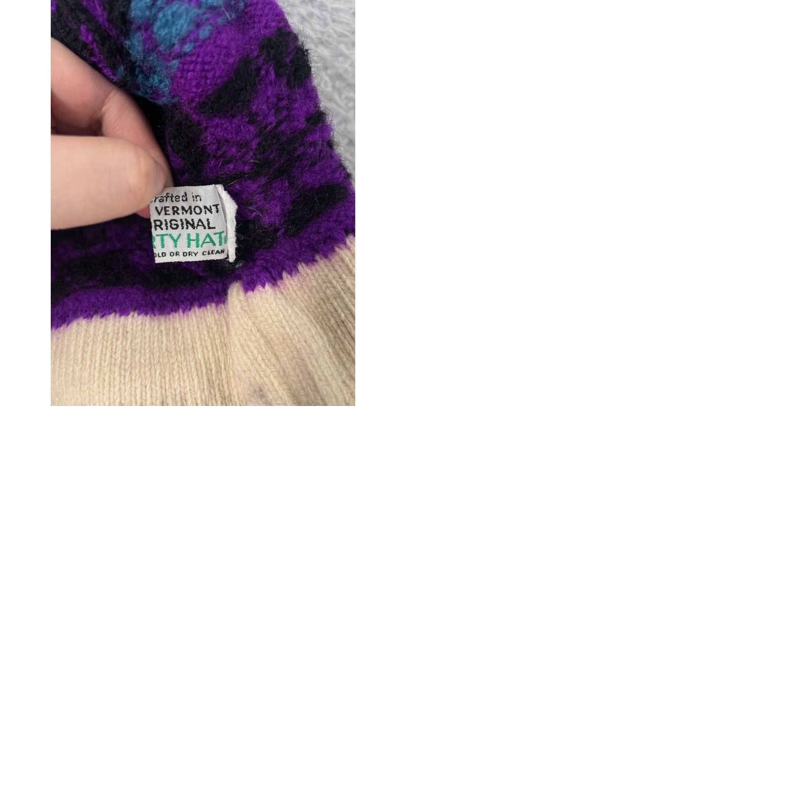 Vintage VINTAGE Original Moriarty Hat Beanie Toque Adult OS Purple Fair Isle Ear Flaps Wool Tassel Size ONE SIZE - 9 Thumbnail