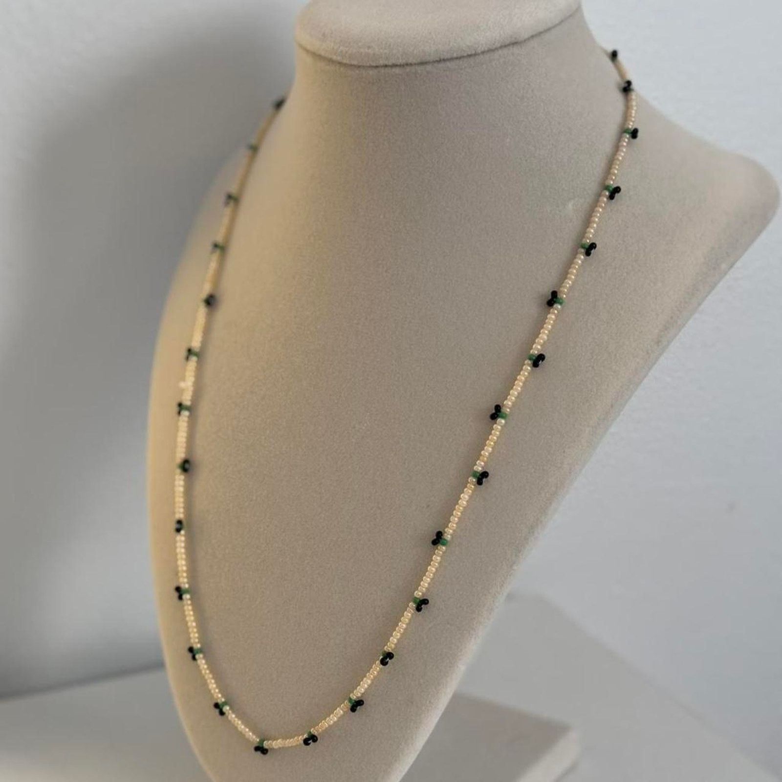 Other Cream Black Beaded Necklace Handmade Unique Elegant Jewelry Size ONE SIZE - 3 Thumbnail