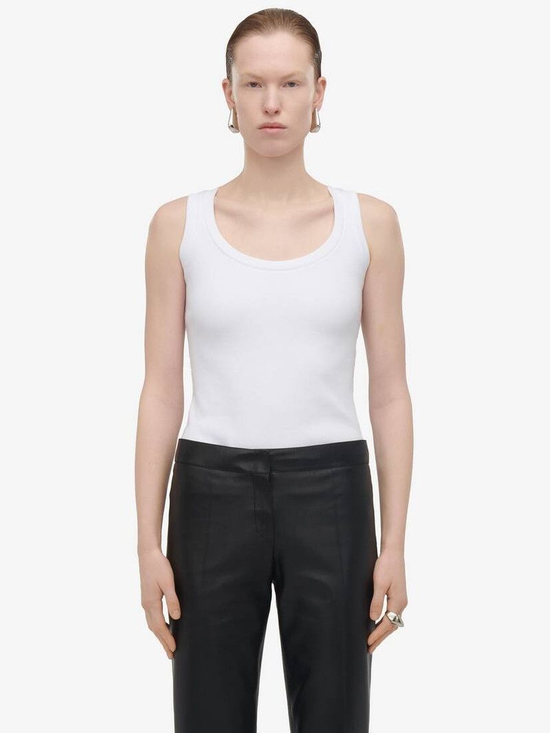 Alexander McQueen o1srvl11e0326 Ribbed Tank Top in White Size S / US 4 / IT 40 - 2 Thumbnail