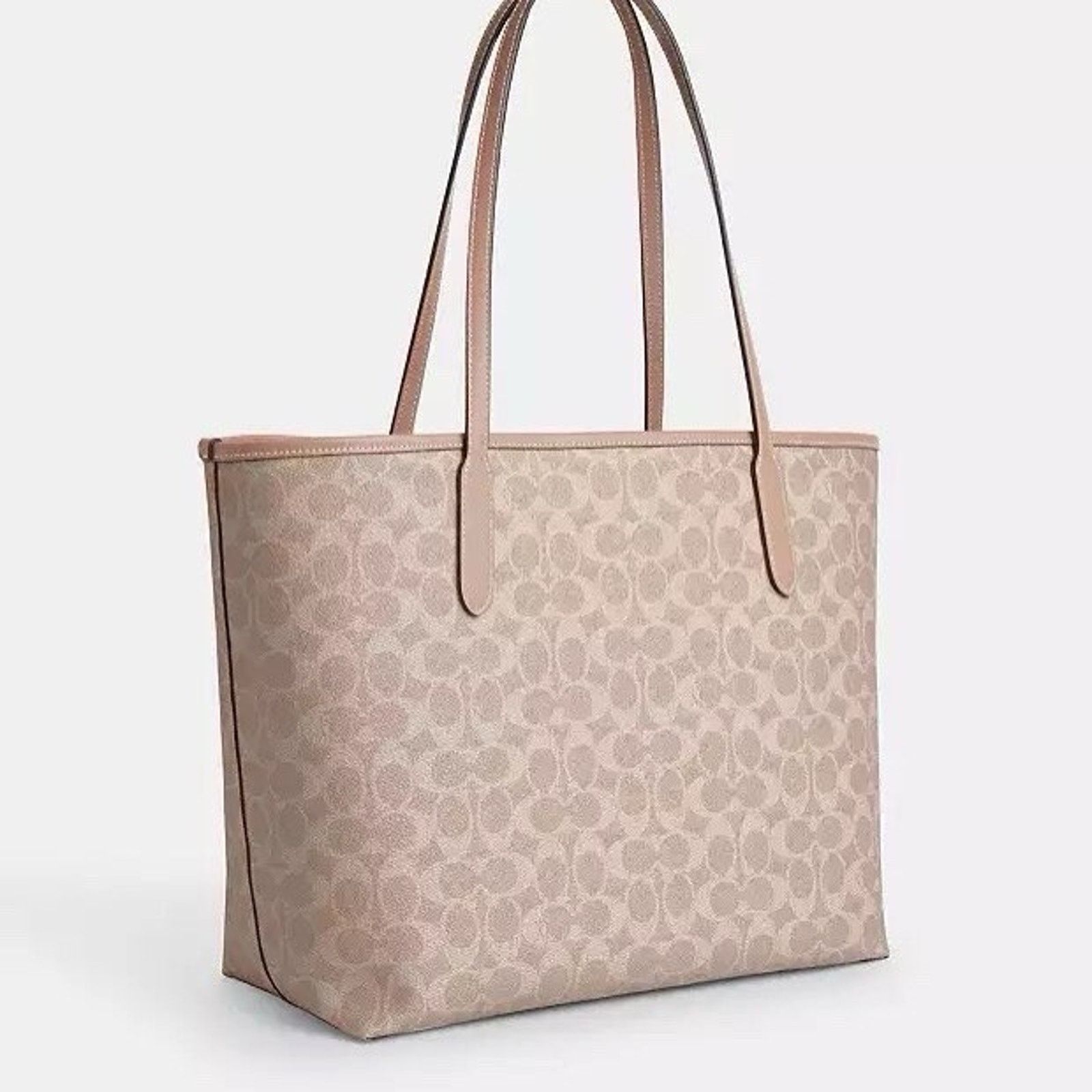 Coach NWT Coach City Tote Bag Signature Canvas CV976 Sand/Taupe Size ONE SIZE - 4 Thumbnail