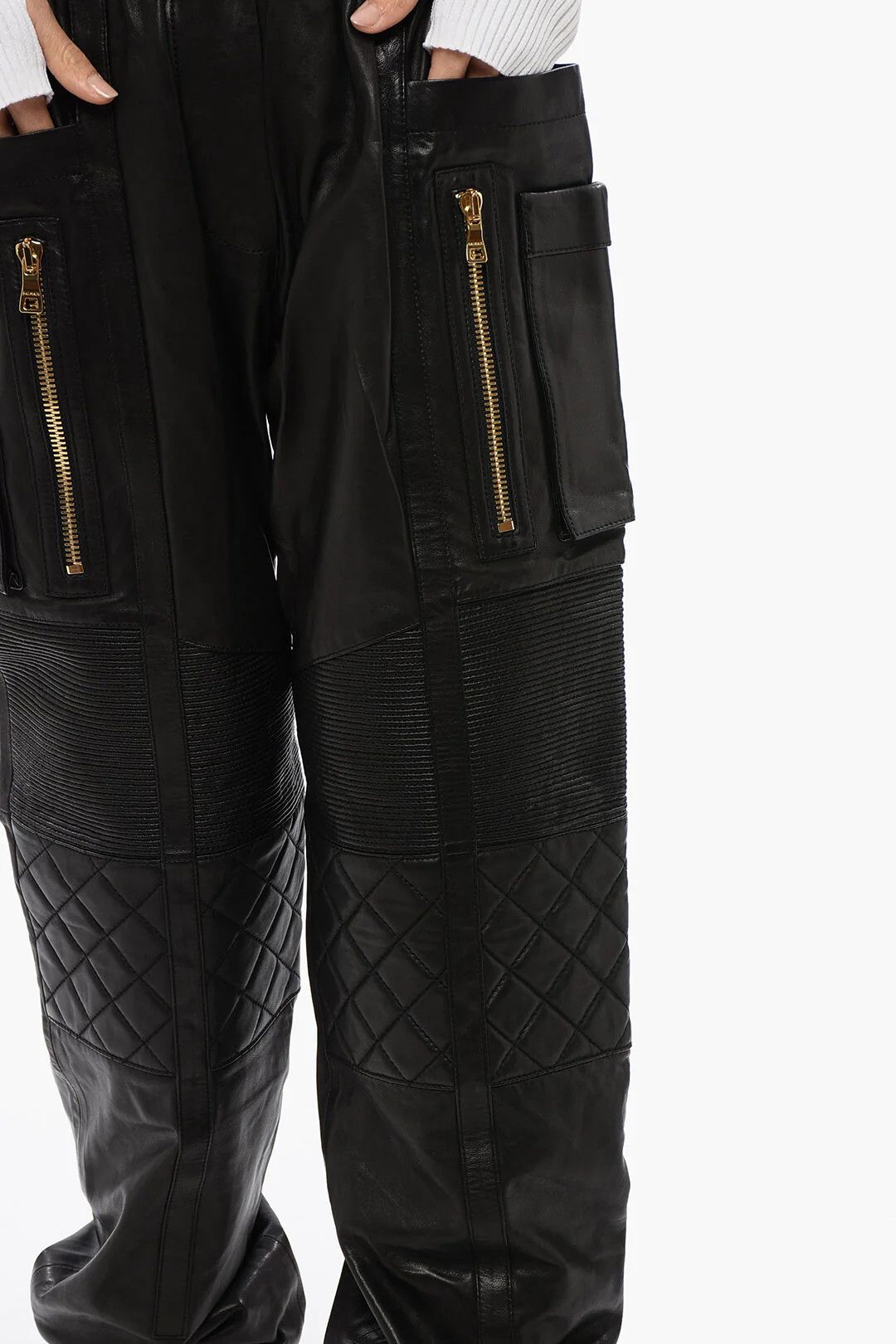 Balmain og1mm0326 Leather Multi-Pocket Pant in Black Size 38" / US 16 / IT 52 - 3 Thumbnail