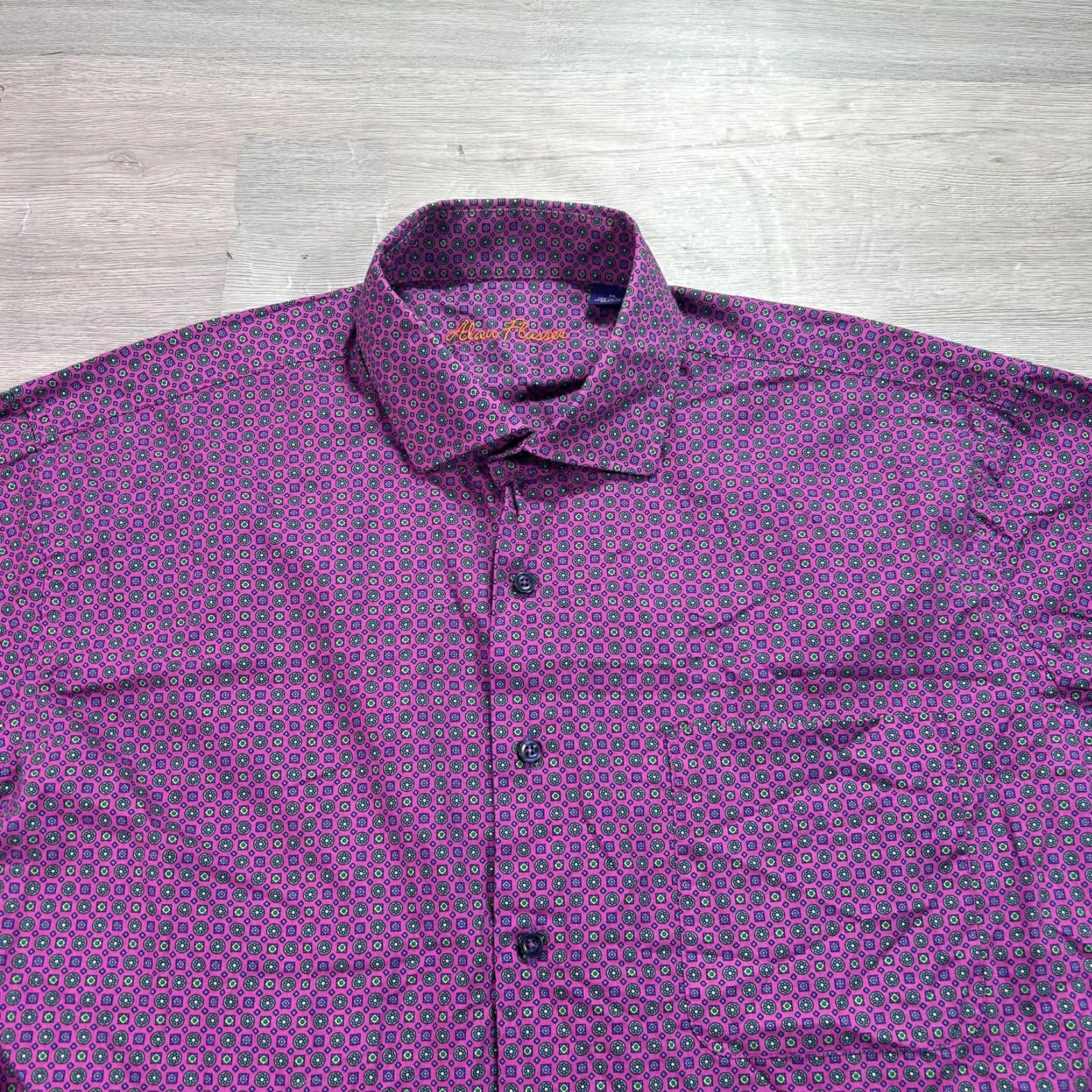 Pinko Alan Flusser Shirt Mens XL Pink Geometric 100% Cotton Button Up Long Sleeve Size US XL / EU 56 / 4 - 3 Thumbnail