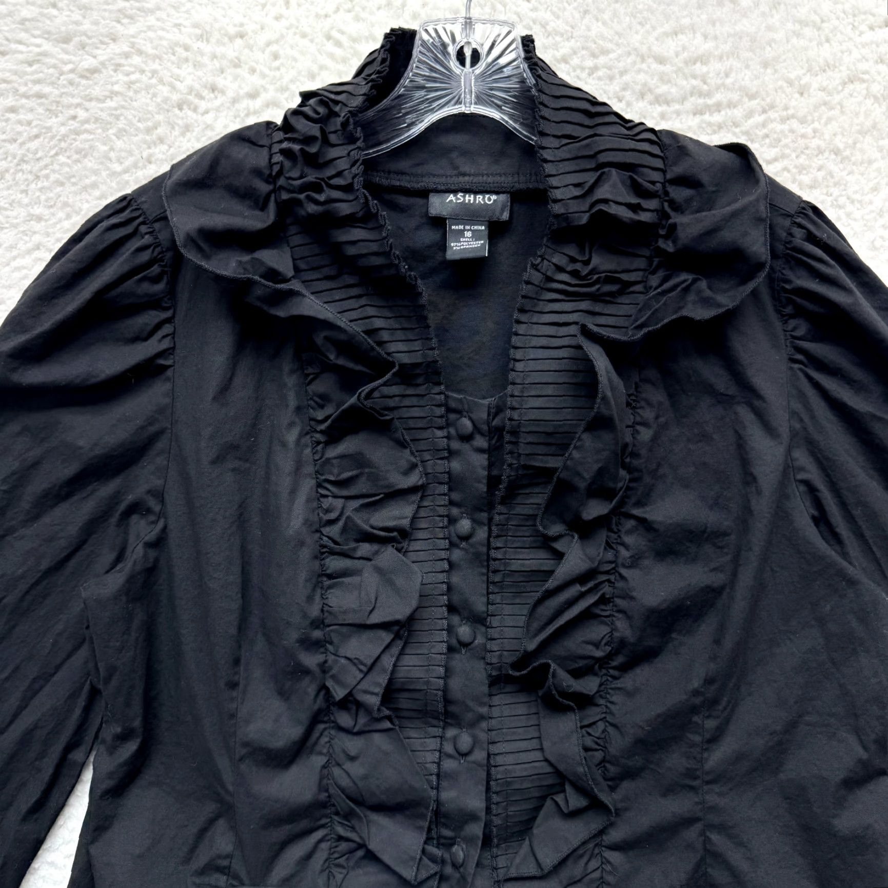 Vintage VINTAGE Y2K Button Top Blouse 16 XL XXL 2XL Edwardian Goth Fairy Whimsigoth Shirt Adult XS-XL Black Ashro Womens? Size XXL / US 16-18 / IT 52-54 - 3 Thumbnail