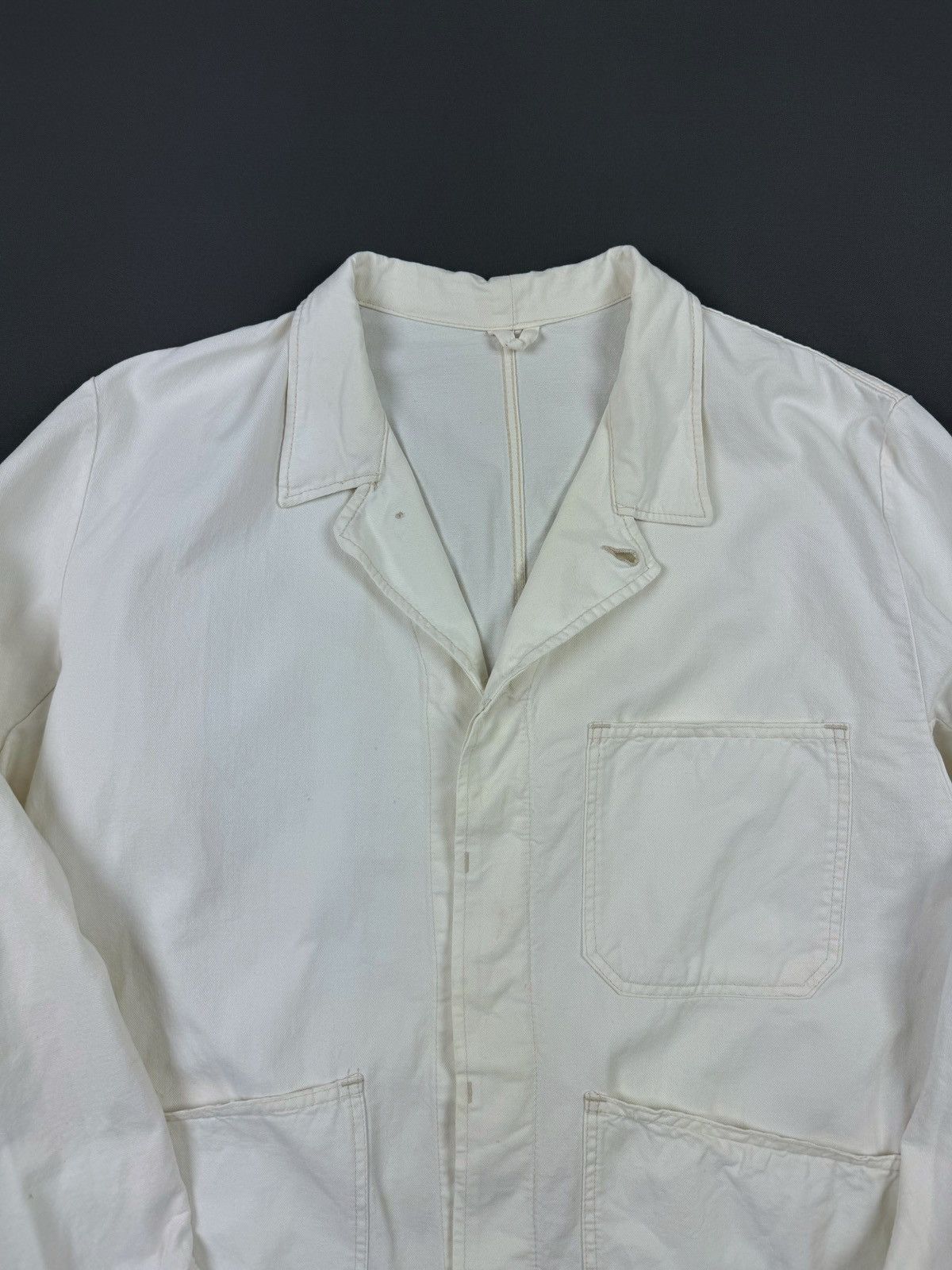 Vintage 70-80ʼs Vintage White Cotton Work Jacket Size US XL / EU 56 / 4 - 6 Thumbnail