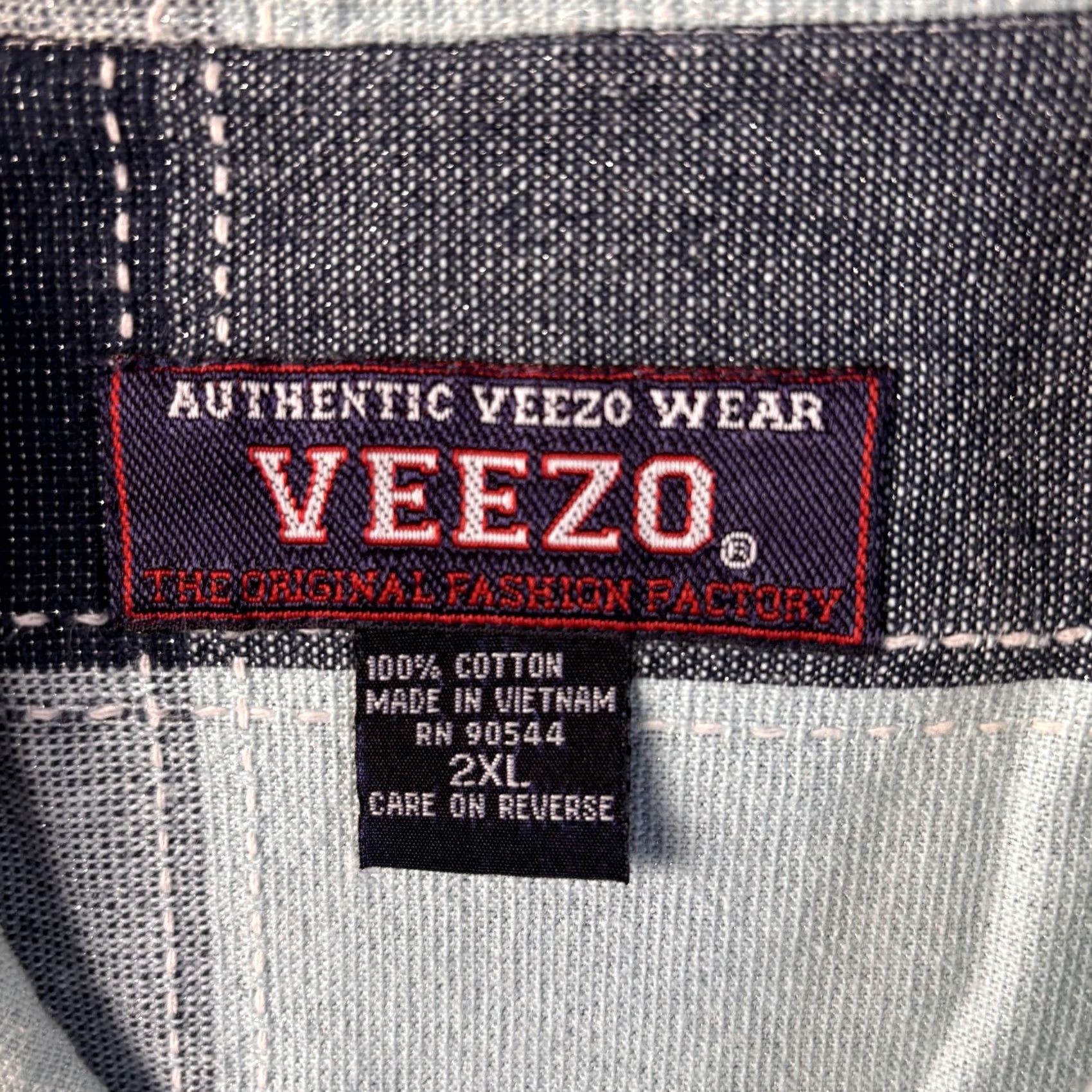 Vintage Veezo Shirt Mens 2XL Blue Plaid Short Sleeve Button Front Pockets Cotton Casual Size US XXL / EU 58 / 5 - 2 Thumbnail