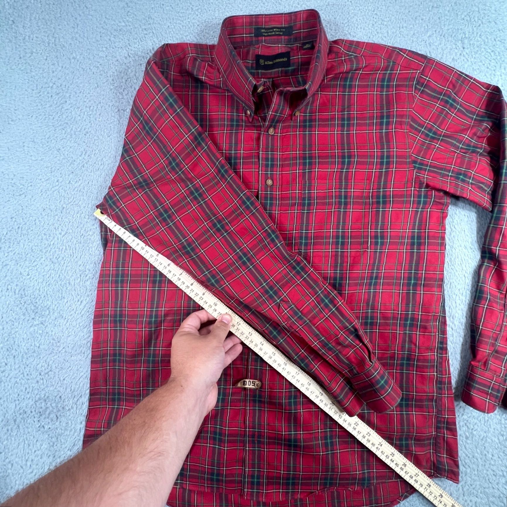 Allen Edmonds Allen Edmonds Red Plaid Shirt Mens XL Long Sleeve Button-Up Cotton Size US XL / EU 56 / 4 - 5 Thumbnail