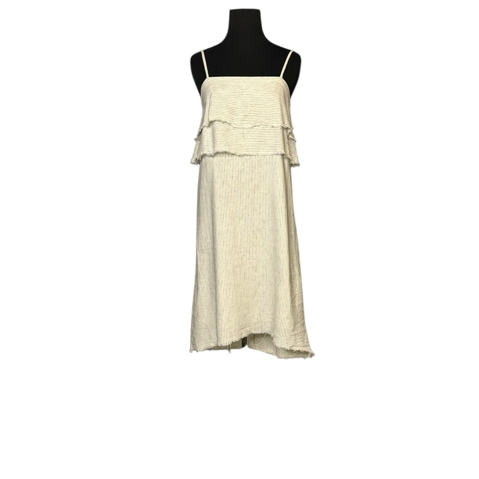 Zara ZARA Rustic Cream Pinstripe Linen Cami Dress size XS Size XS / US 0-2 / IT 36-38 - 13 Thumbnail