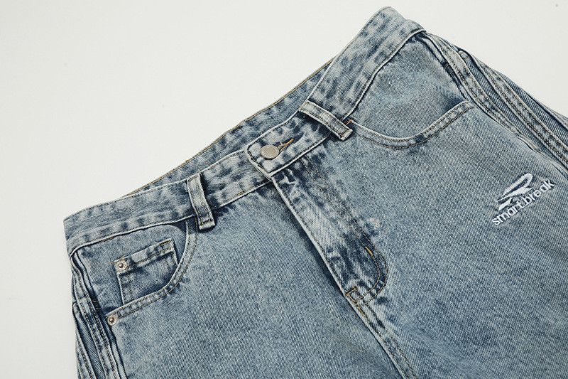 Jean Men's Washed Multi-Pocket Embroidered Jeans Size US 32 / EU 48 - 3 Thumbnail