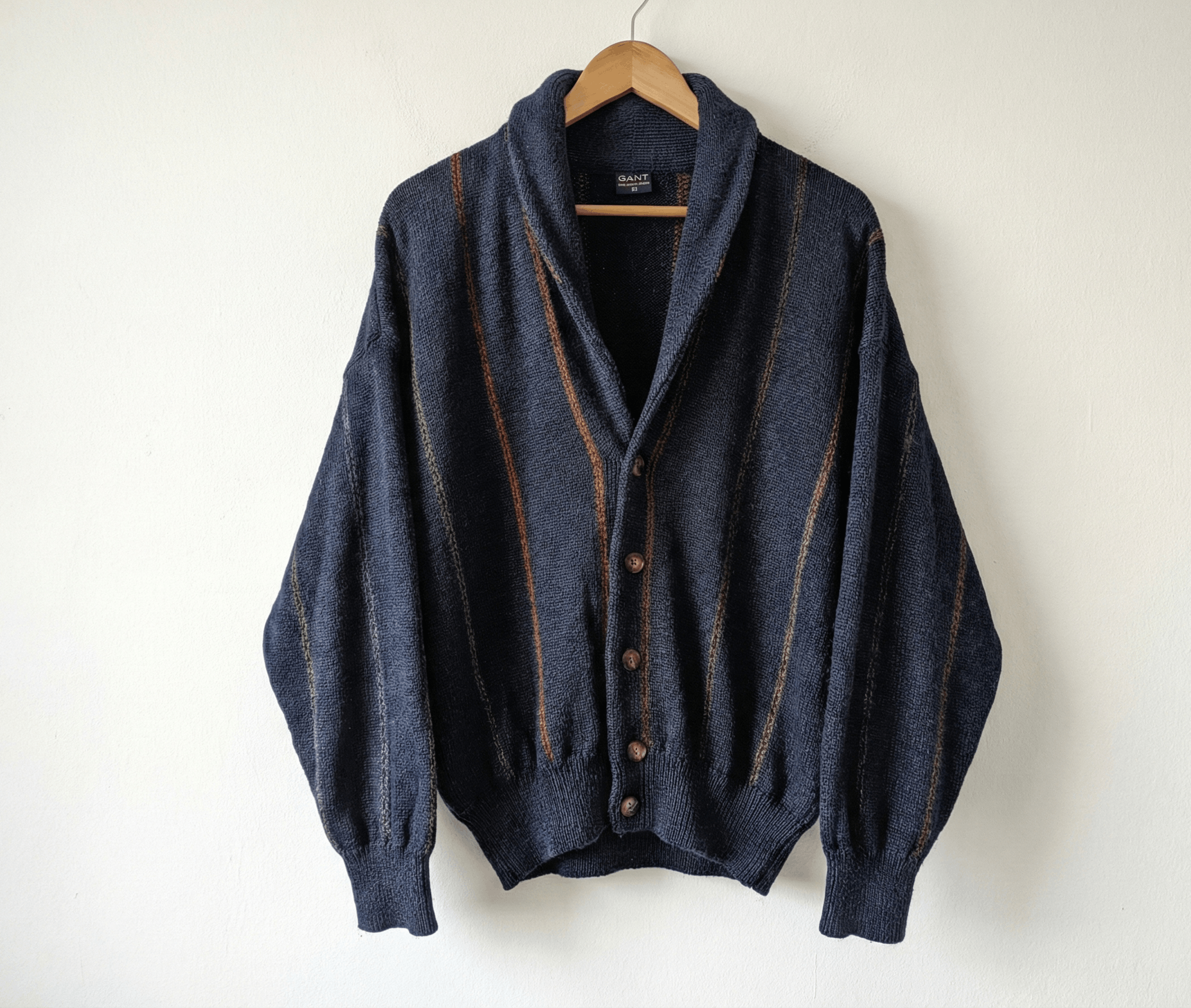 Gant Vintage Gant Cardigan Men M Relaxed Navy Striped Wool 90s Size US M / EU 48-50 / 2 - 1 Thumbnail