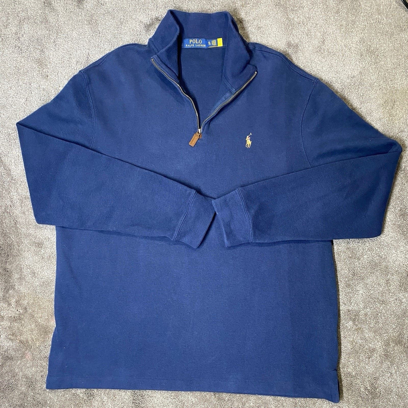 Polo Ralph Lauren Polo Men XL TG Blue 1/4Zip Pullover Mockneck Sweater Size US XL / EU 56 / 4 - 3 Thumbnail