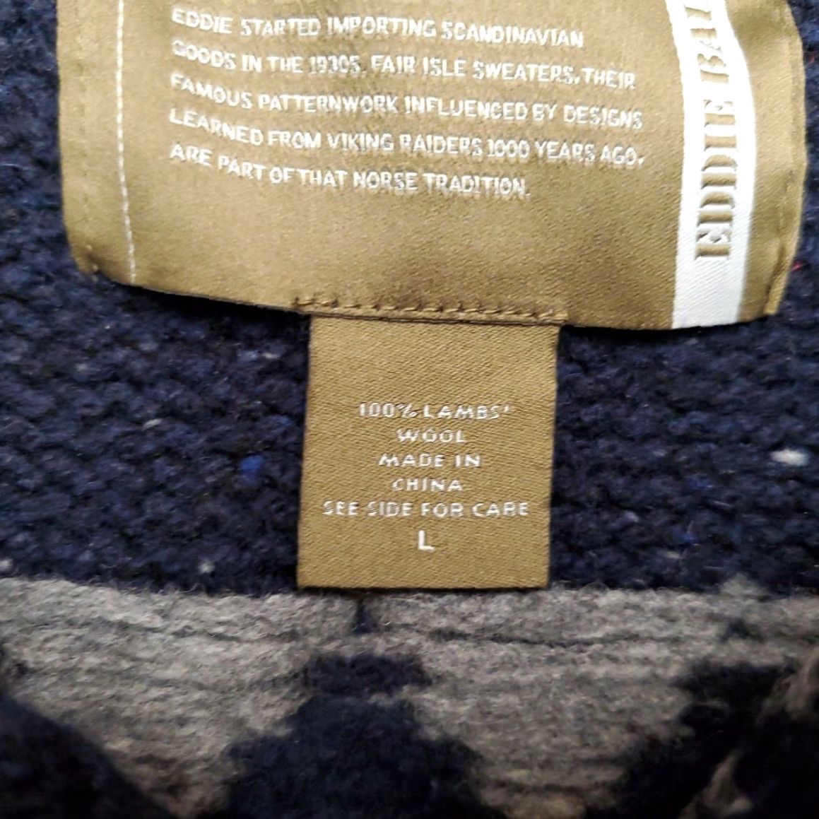 Eddie Bauer VINTAGE Eddie Bauer Sweater Mens L Blue 100% Lambs Wool Heritage Chunky Fair Isle Nordic Mens Size US L / EU 52-54 / 3 - 5 Thumbnail