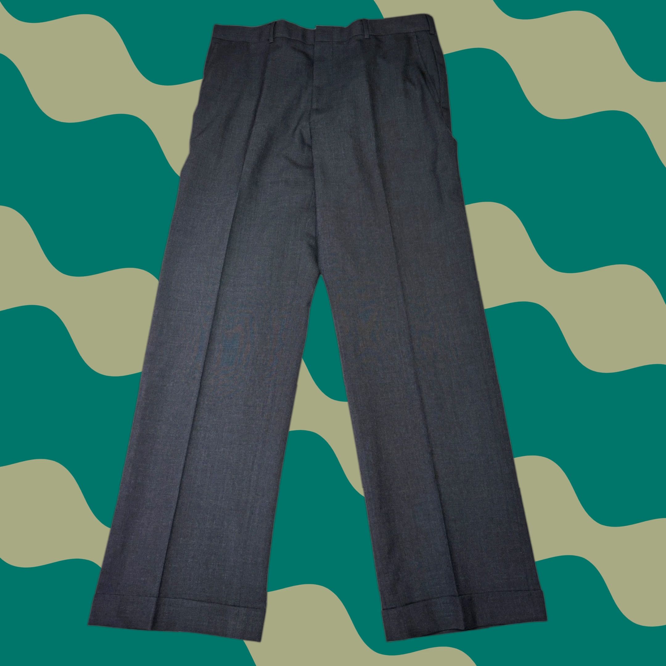 Brooks Brothers VINTAGE Brooks Brothers Dress Pants Men Wool Charcoal Gray 38x32 Pleated Cuffed Straight Front Zip Button Size US 38 / EU 54 - 1 Thumbnail