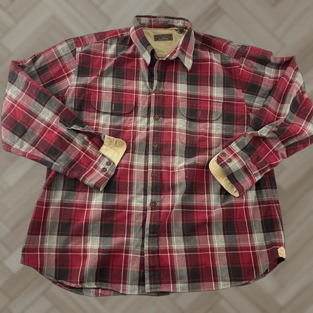 Vintage J.L. Powell Plaid Shirt Button-Up Men's XXL Red Gray Size US XXL / EU 58 / 5 - 1 Thumbnail