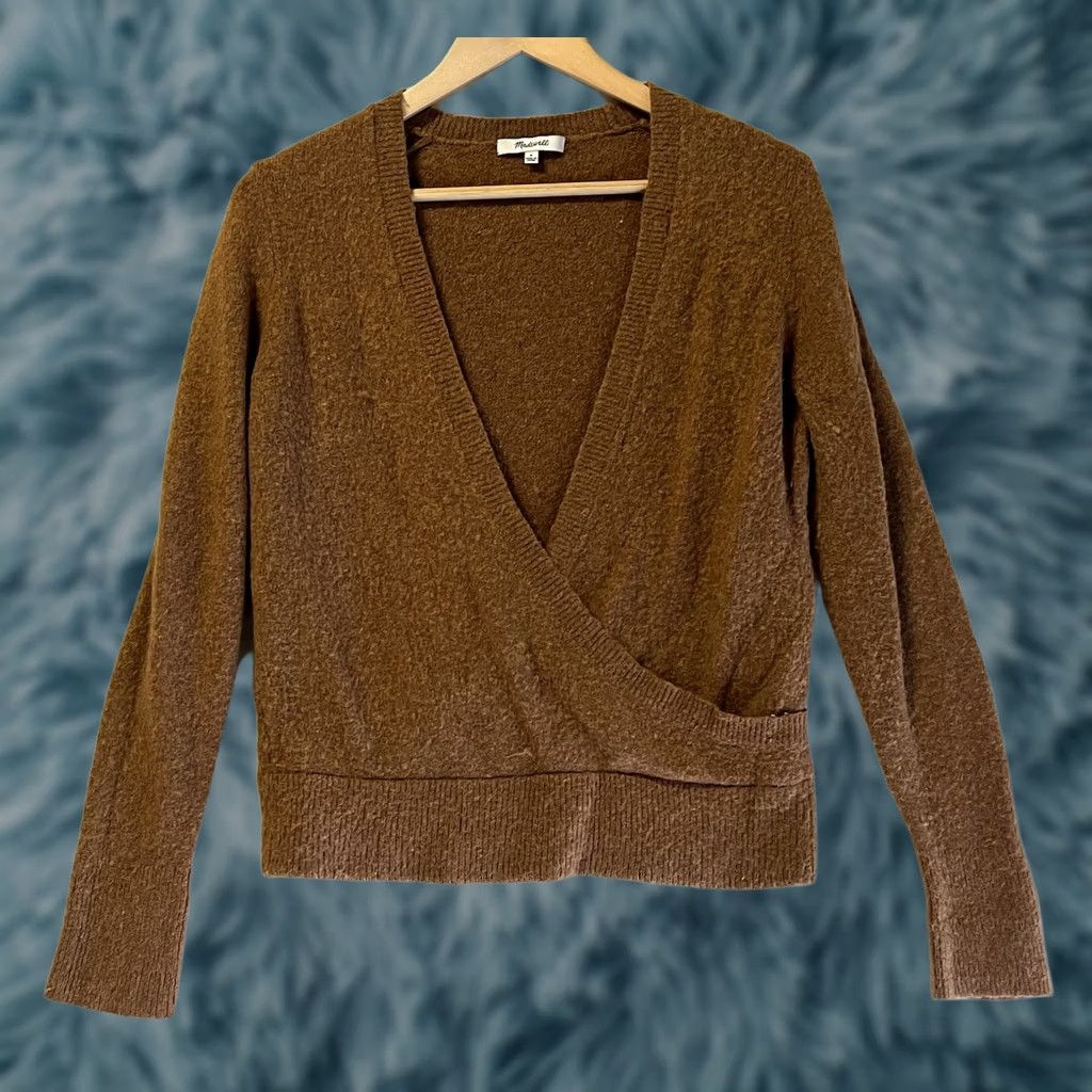 Madewell Madewell Sweater Women Small Brown Merino Wool Blend Knit V-neck Long Sleeve Casual Size S / US 4 / IT 40 - 1 Thumbnail