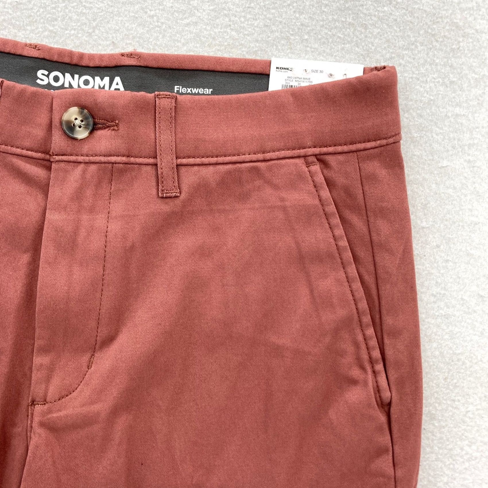 Vintage Sonoma Flexwear Chino Shorts Mens 30 Stretch Waistband Casual Preppy Dark Mauve Size US 30 / EU 46 - 3 Thumbnail