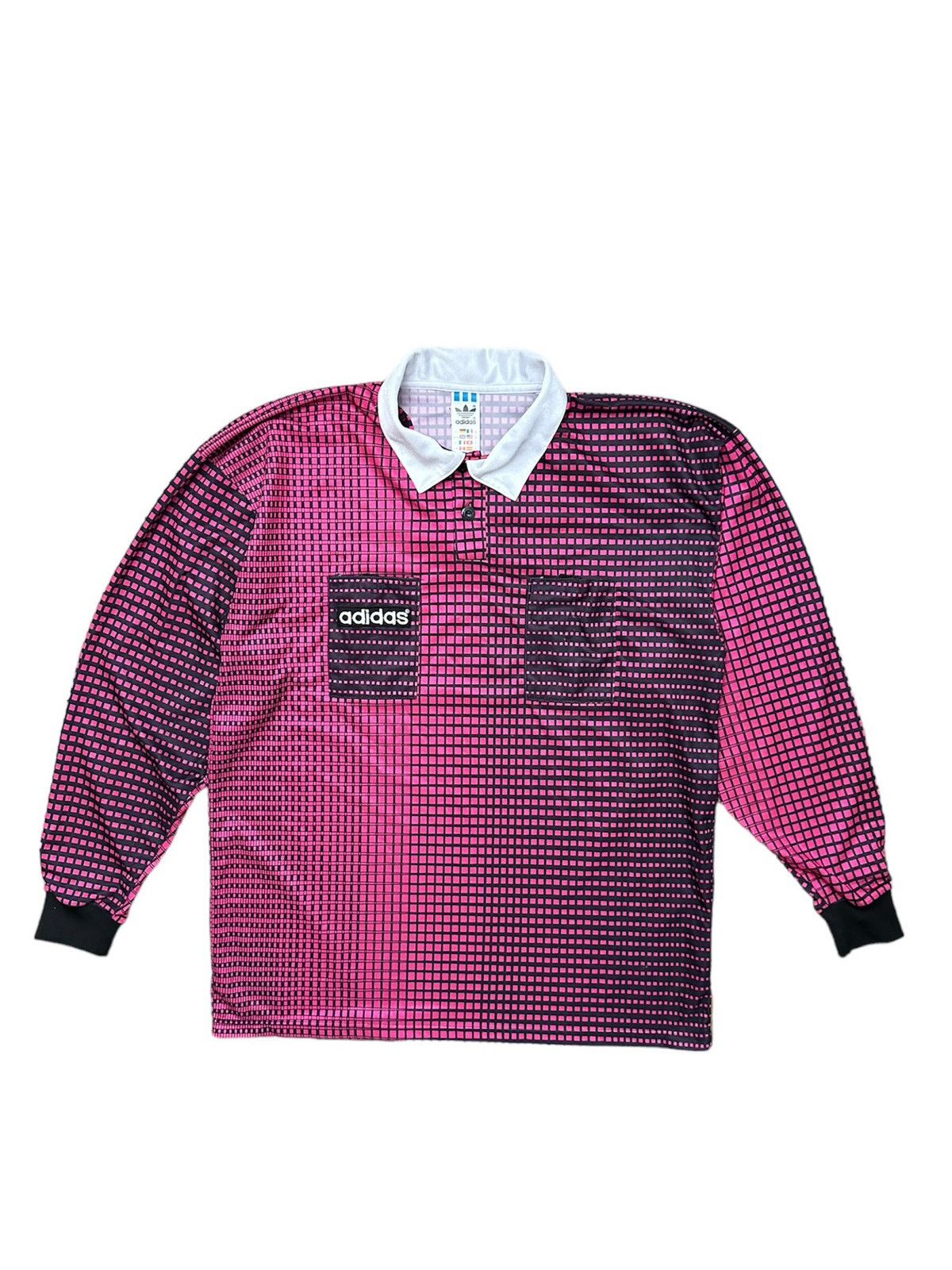 Vintage 90s Adidas Soccer Referee Polo Shirt Jersey Check