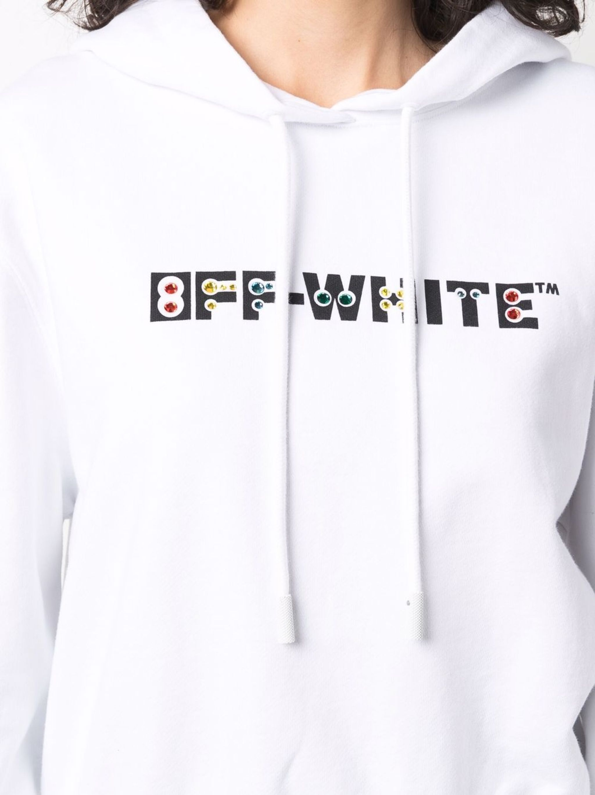 Off-White o1gr1nt1124 Geometric Logo Cropped Hoodie in White Size S / US 4 / IT 40 - 5 Thumbnail