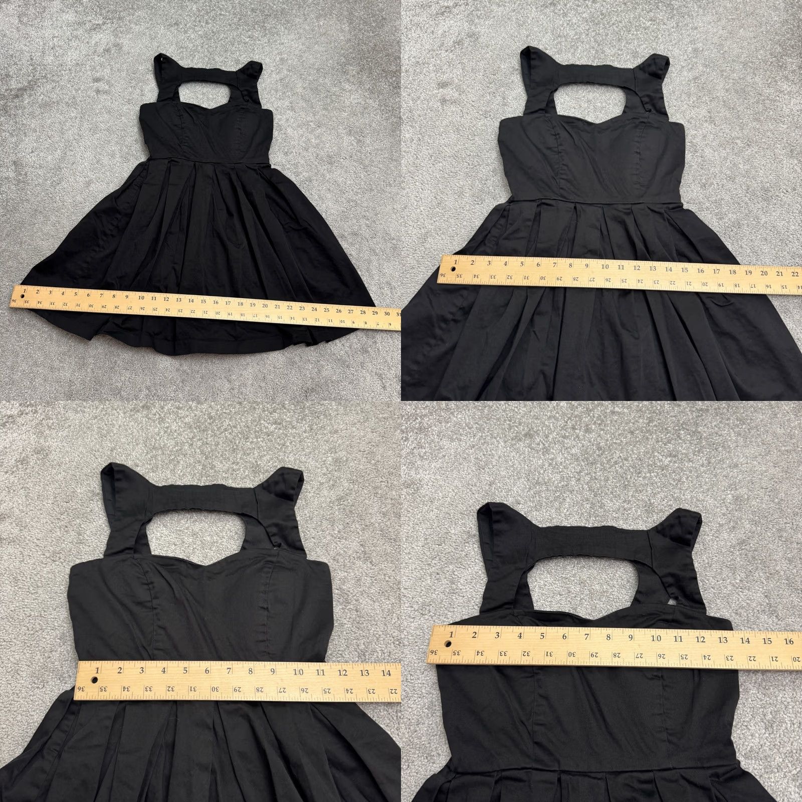 Vintage Trixxi Black Fit & Flare A-Line Mini Dress Womens Small Sweetheart Neck Cut Out Size S / US 4 / IT 40 - 8 Thumbnail