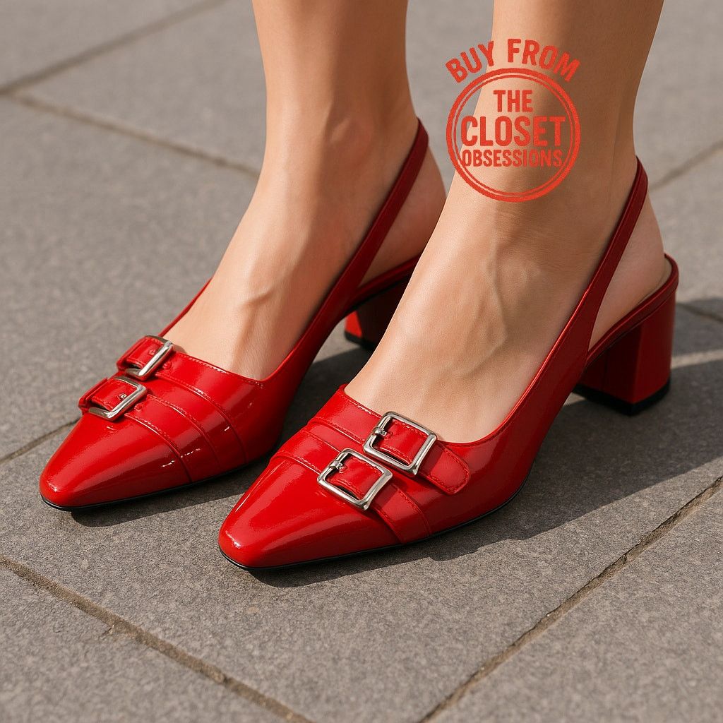 Zara ZARA Red Patent Slingbacks NWT Size US 7.5 / IT 37.5 - 6 Thumbnail