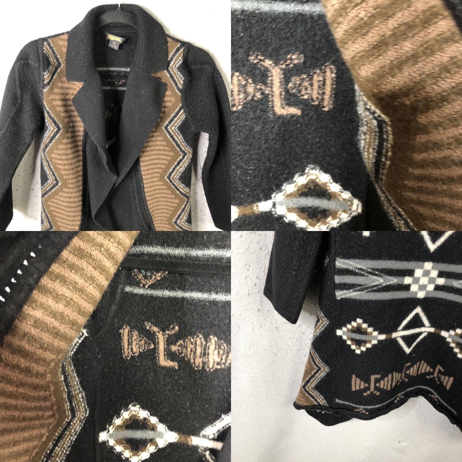 Vintage VINTAGE Tribal Cardigan Sweater Womens Small Black Wool Open Front Aztec Tribal Size S / US 4 / IT 40 - 10 Thumbnail